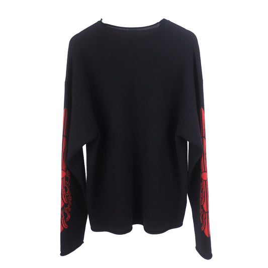 CHROME HEARTS JAQUARD CASHMERE KNIT RED/BLACK CROSS