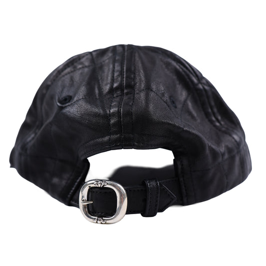 BLACK LEATHER SPIDER WEB HAT