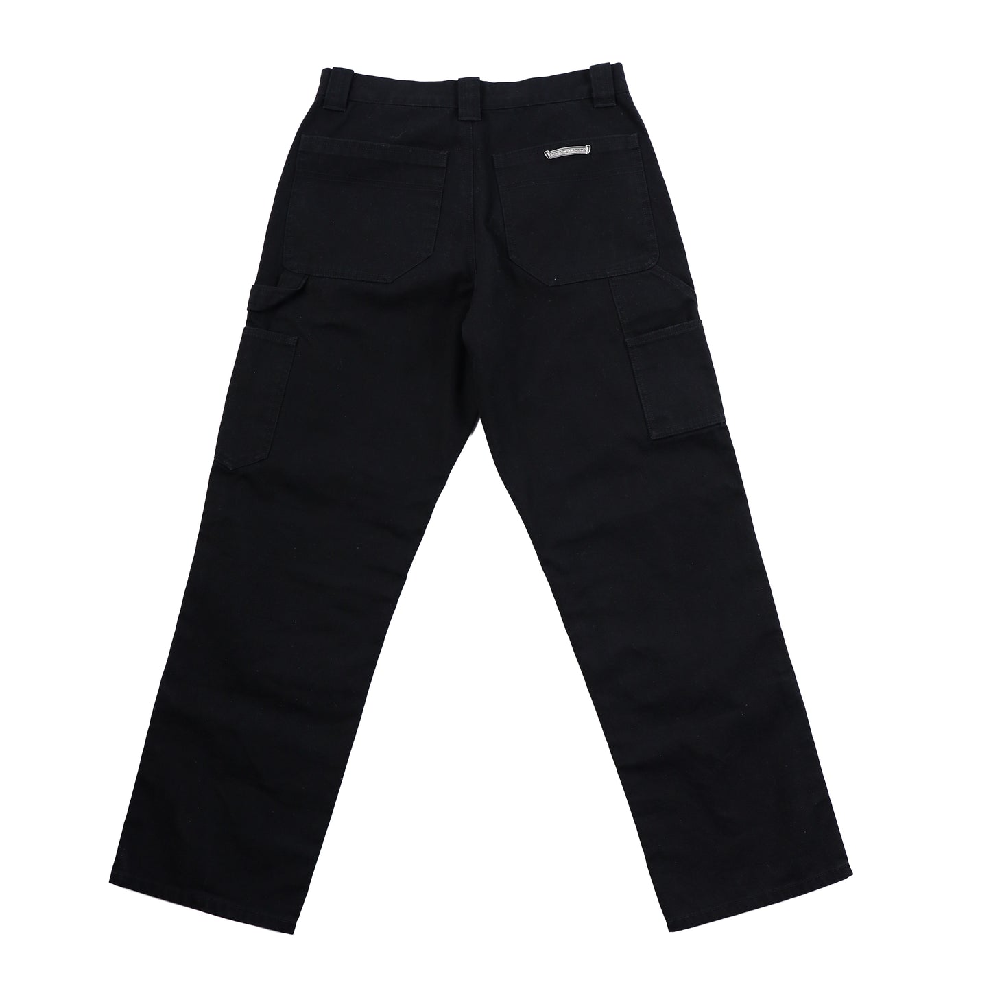 CHROME HEARTS PLAIN BLACK CARPENTER PANTS WITH SILVER HARDWARE