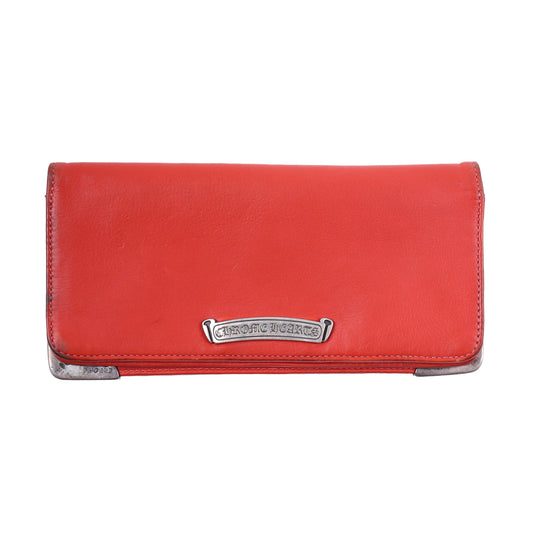 CHROME HEARTS LONG LEATHER WALLET RED