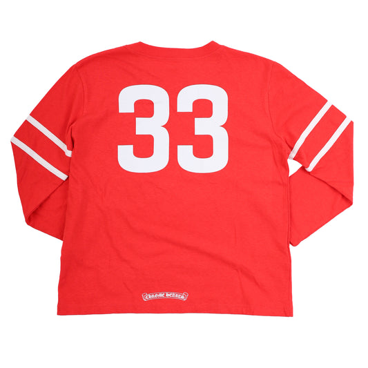CHROME HEARTS RED 33 BASEBALL 3/4 SLEEVE SHIRT