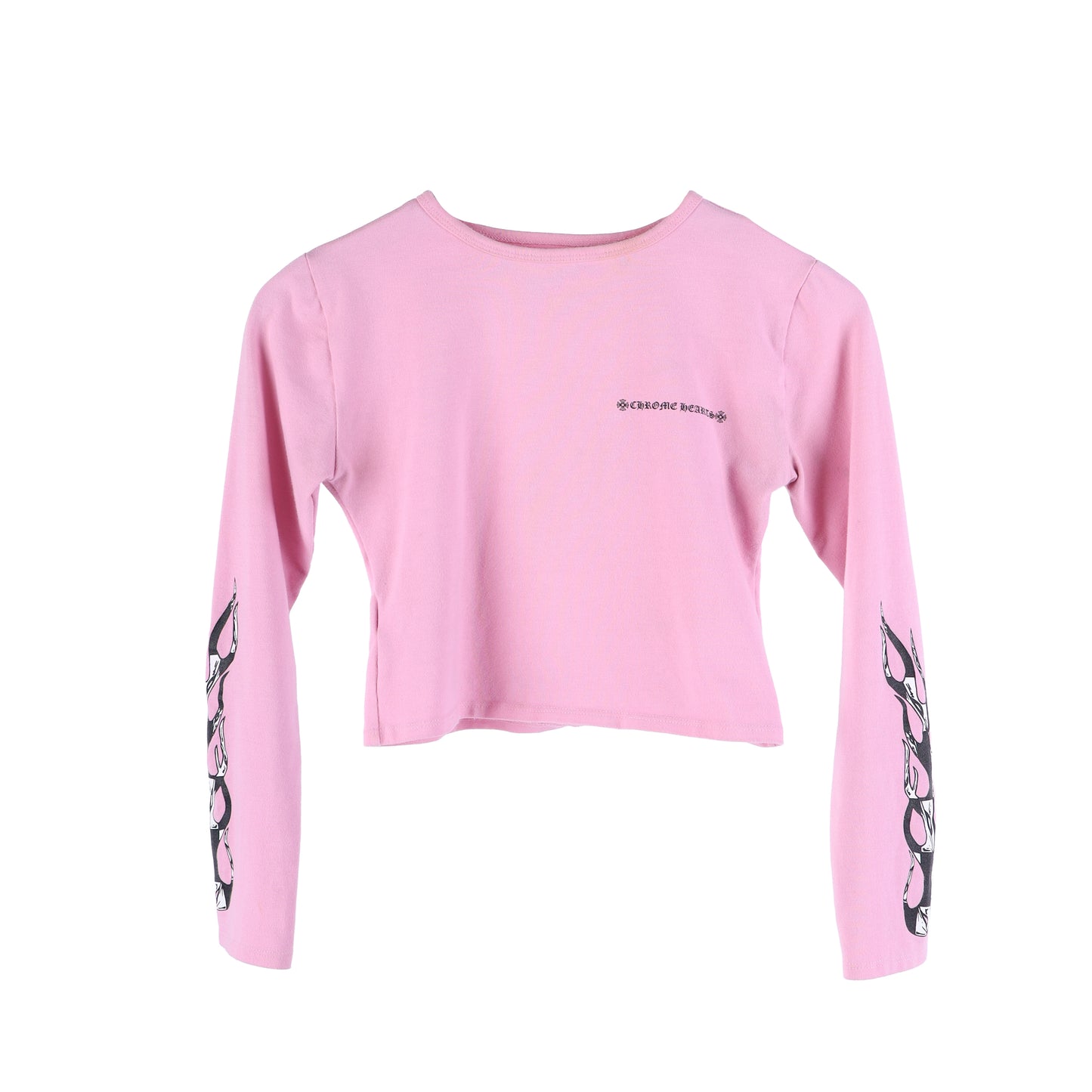CH MATTY BOY PINK CROP TOP FLAMES