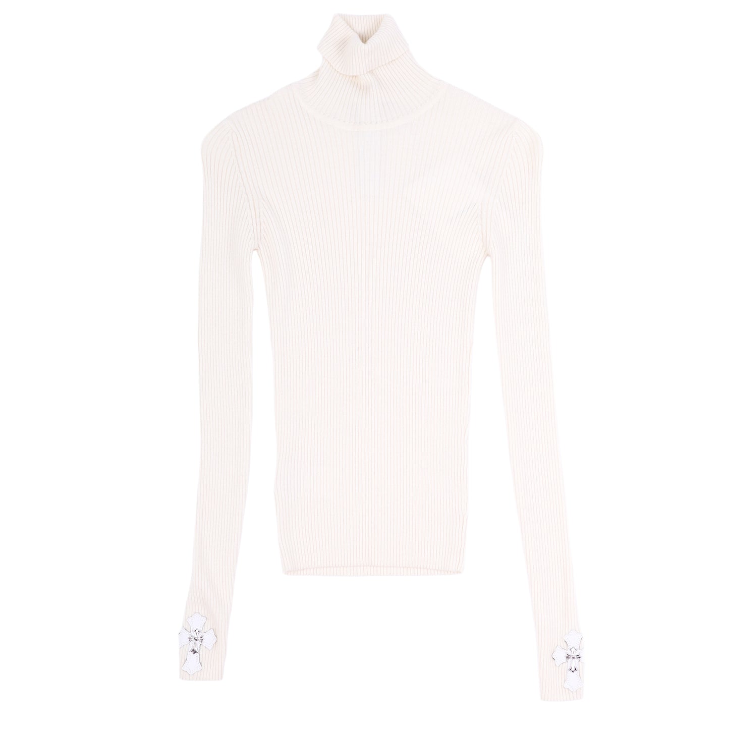 Chrome Hearts Womans Dual Tiny Cross Patch Cashmere Mock Neck