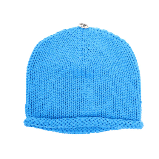 BLUE PURPLE CASHMERE CROSS PATCH BEANIE
