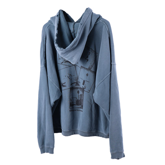 ERD DRESSING UP TIME BLUE THRASHED HOODIE