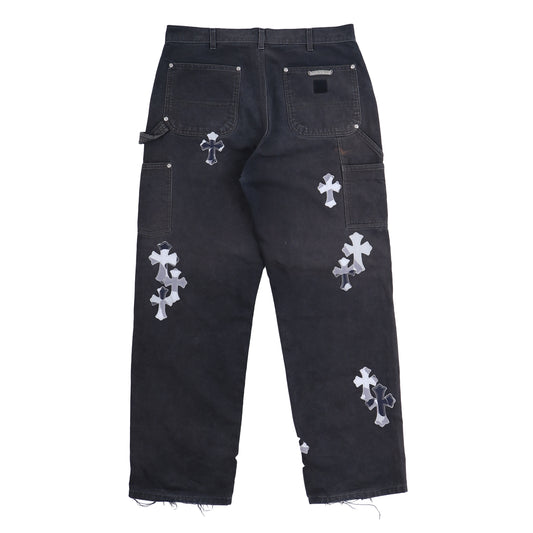 SEX RECORDS BLACK DOUBLE KNEE PANTS