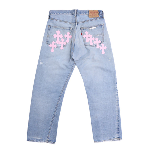 PINK CROSS PATCH 501 LEVI'S DENIM