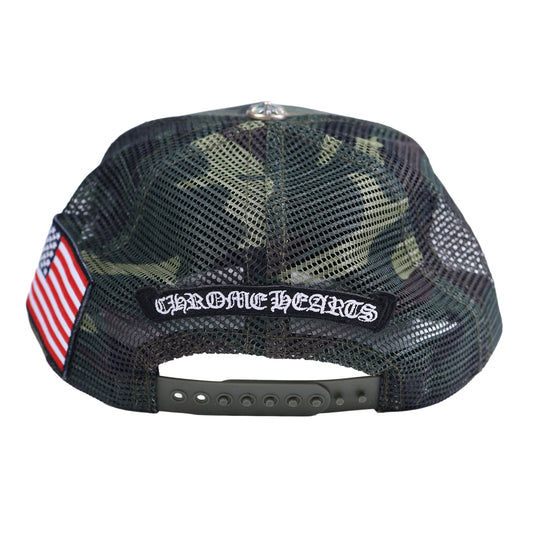 CHROME HEARTS CAMO THE HEROS PROJECT TRUCKER HAT