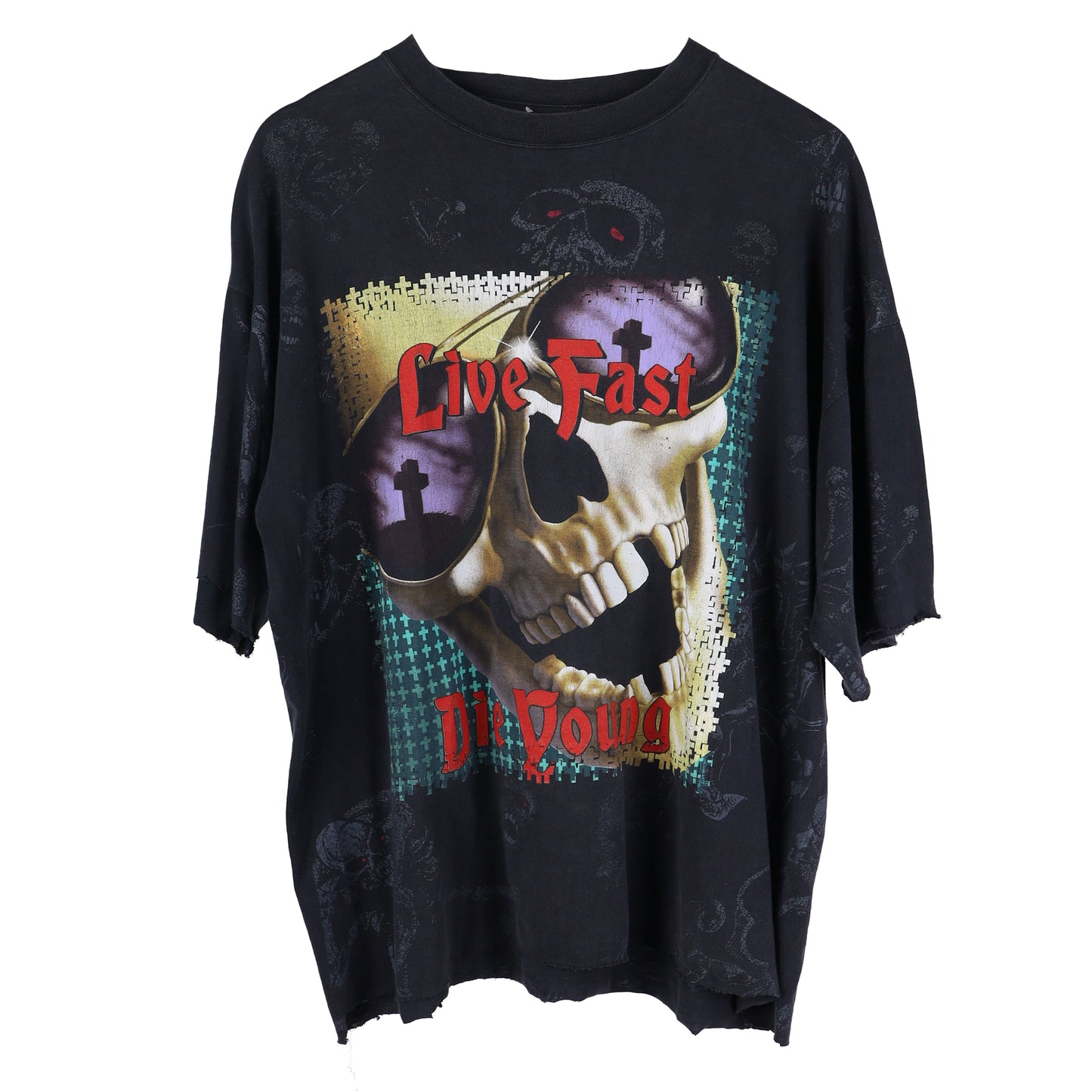 VINTAGE LIVE FAST DIE YOUNG SKULL T-SHIRT