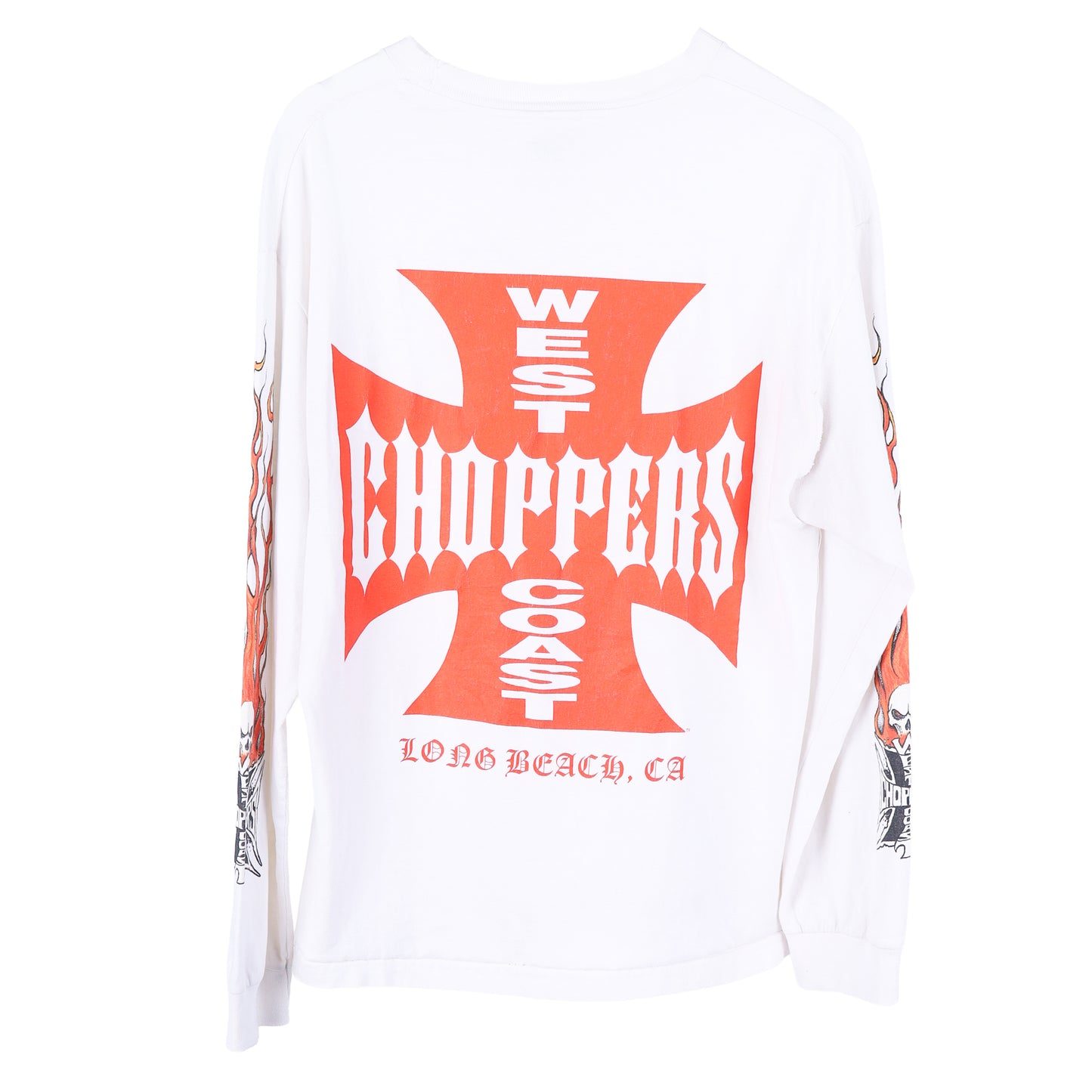 VINTAGE WHITE WEST COAST CHOPPERS WCC FLAME LONG SLEEVE