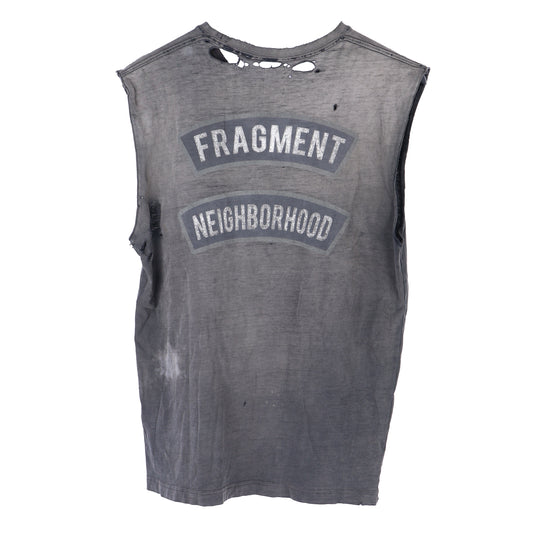 FRAGMENT X NEIGHBORHOOD FADED THRASHED CUT OFF T-SHIRT TANK TOP