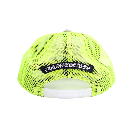 NEON GREEN TRIPLE CROSS CEMETERY TRUCKER HAT