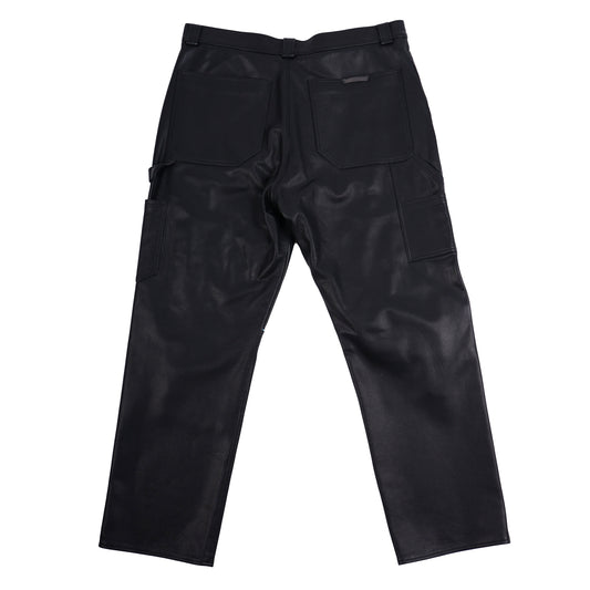 CHROME HEARTS BLUE FLEUR ST. BARTHS EXCLUSIVE LEATHER PANTS