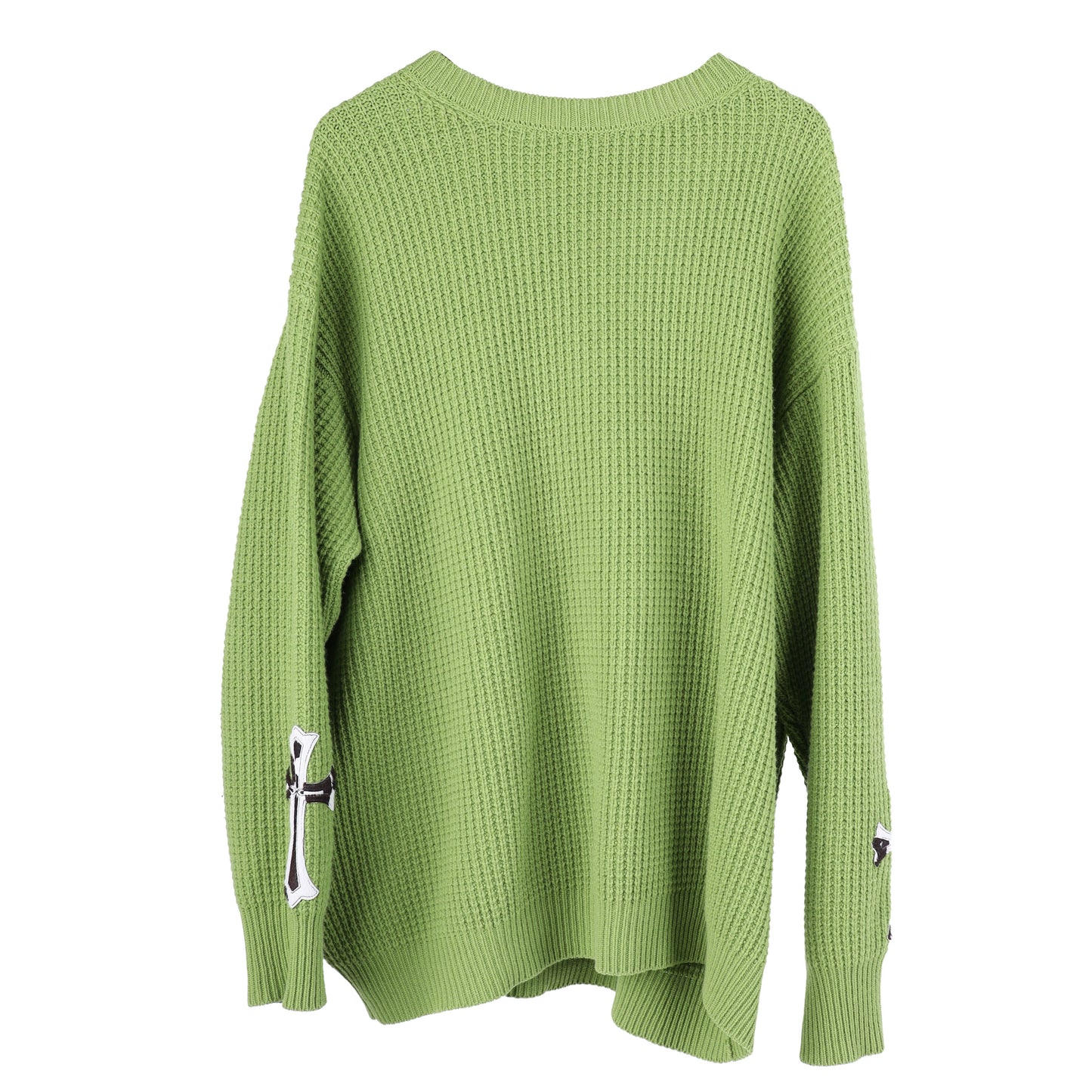 CHROME HEARTS GREEN CASHMERE ZEBRA PATCH SWEATER