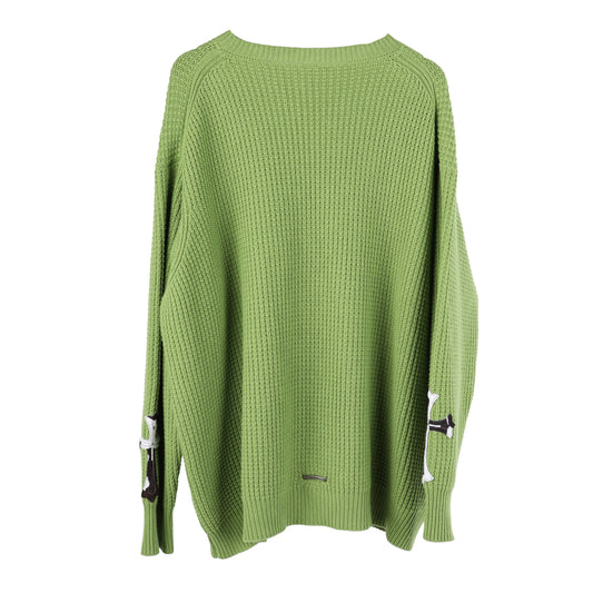 CHROME HEARTS GREEN CASHMERE ZEBRA PATCH SWEATER