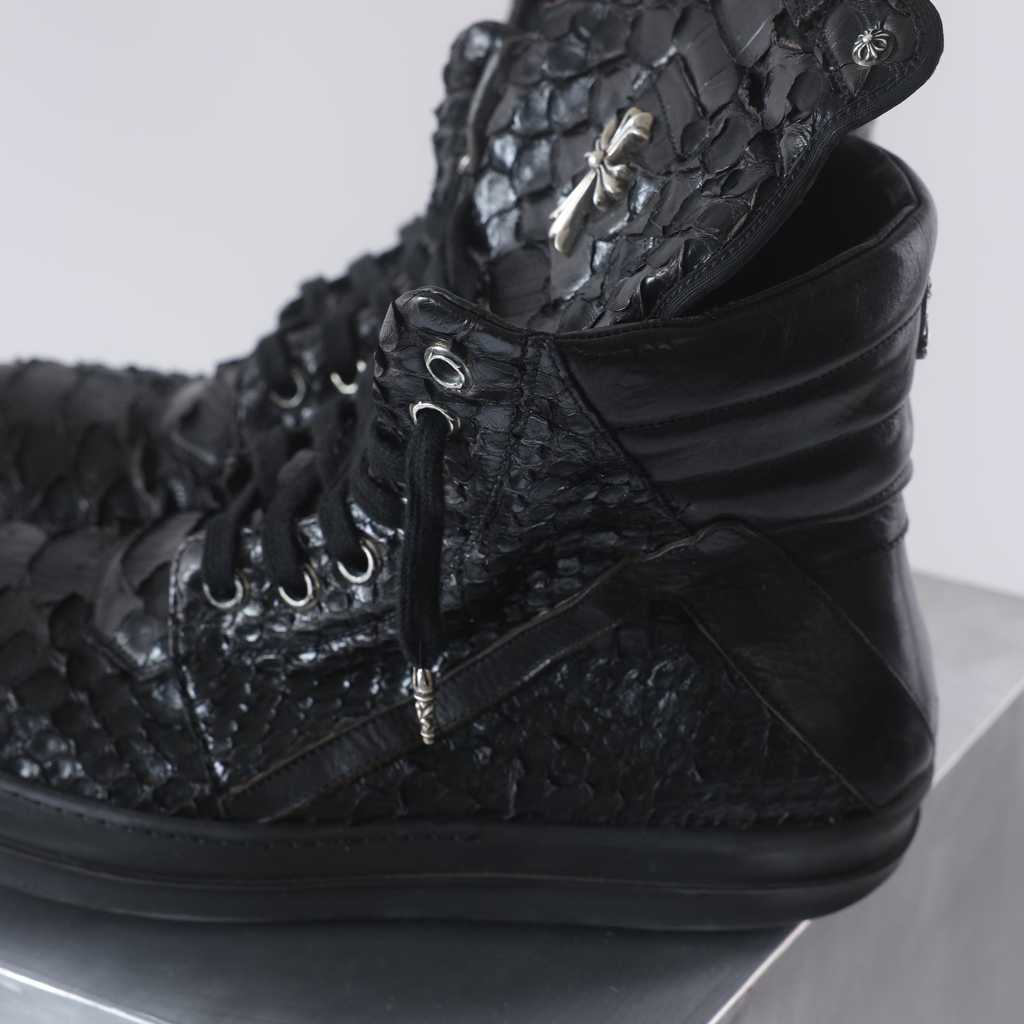 RICK OWENS x Chrome Hearts 1 OF 1 BLACK PYTHON GEOBASKET