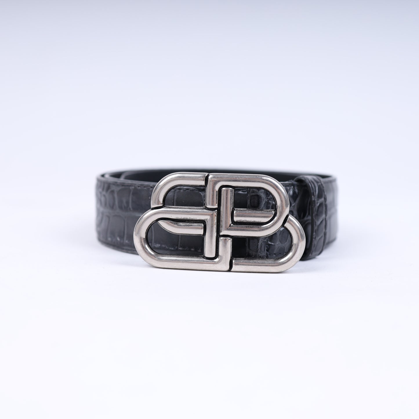 BALENCIAGA BB BELT FAUX CROC BELT