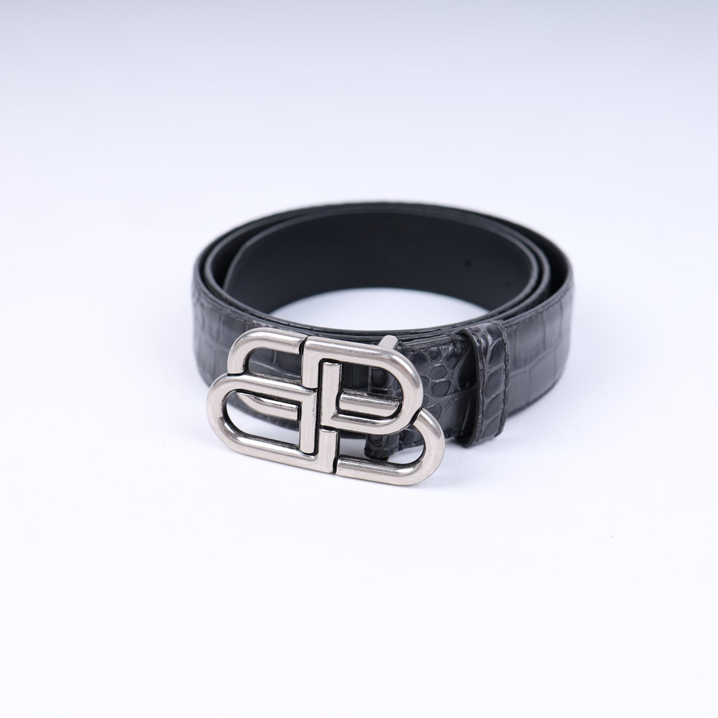 BALENCIAGA BB BELT FAUX CROC BELT