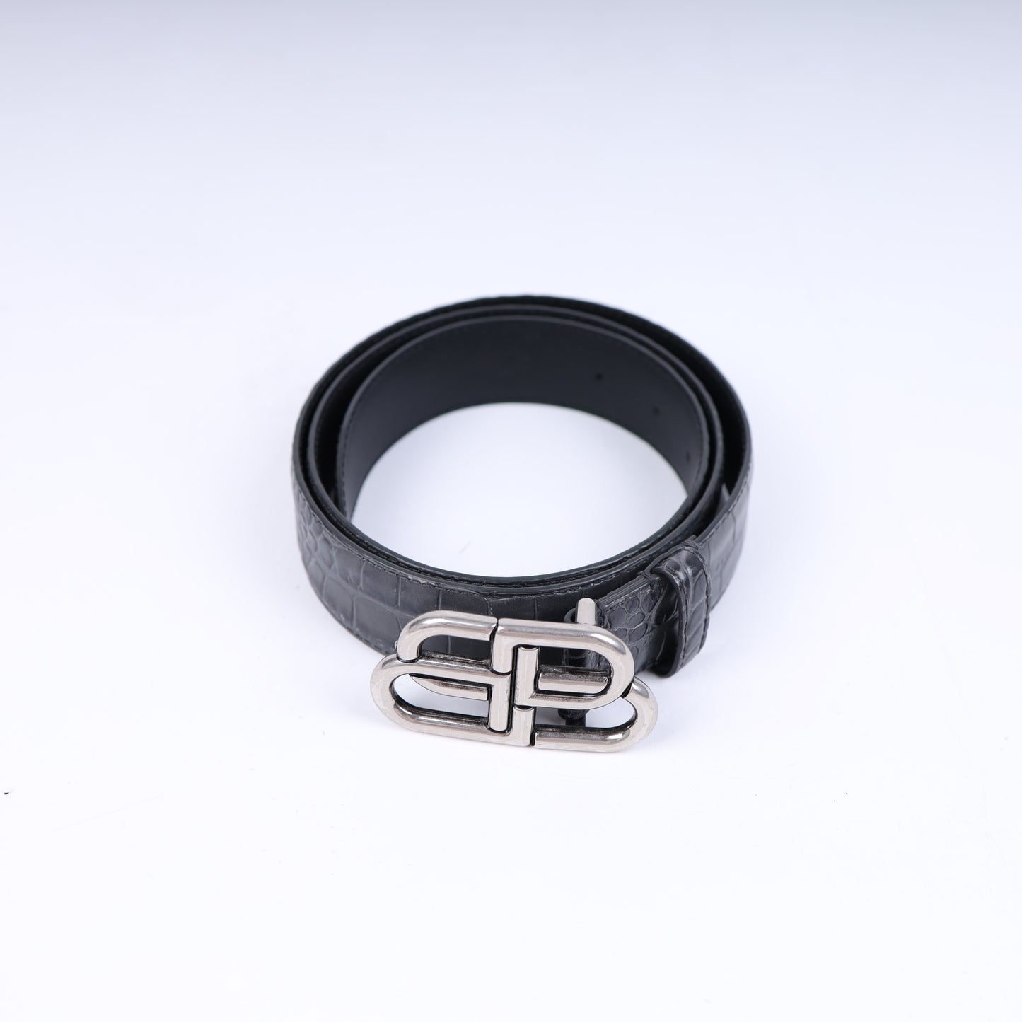 BALENCIAGA BB BELT FAUX CROC BELT