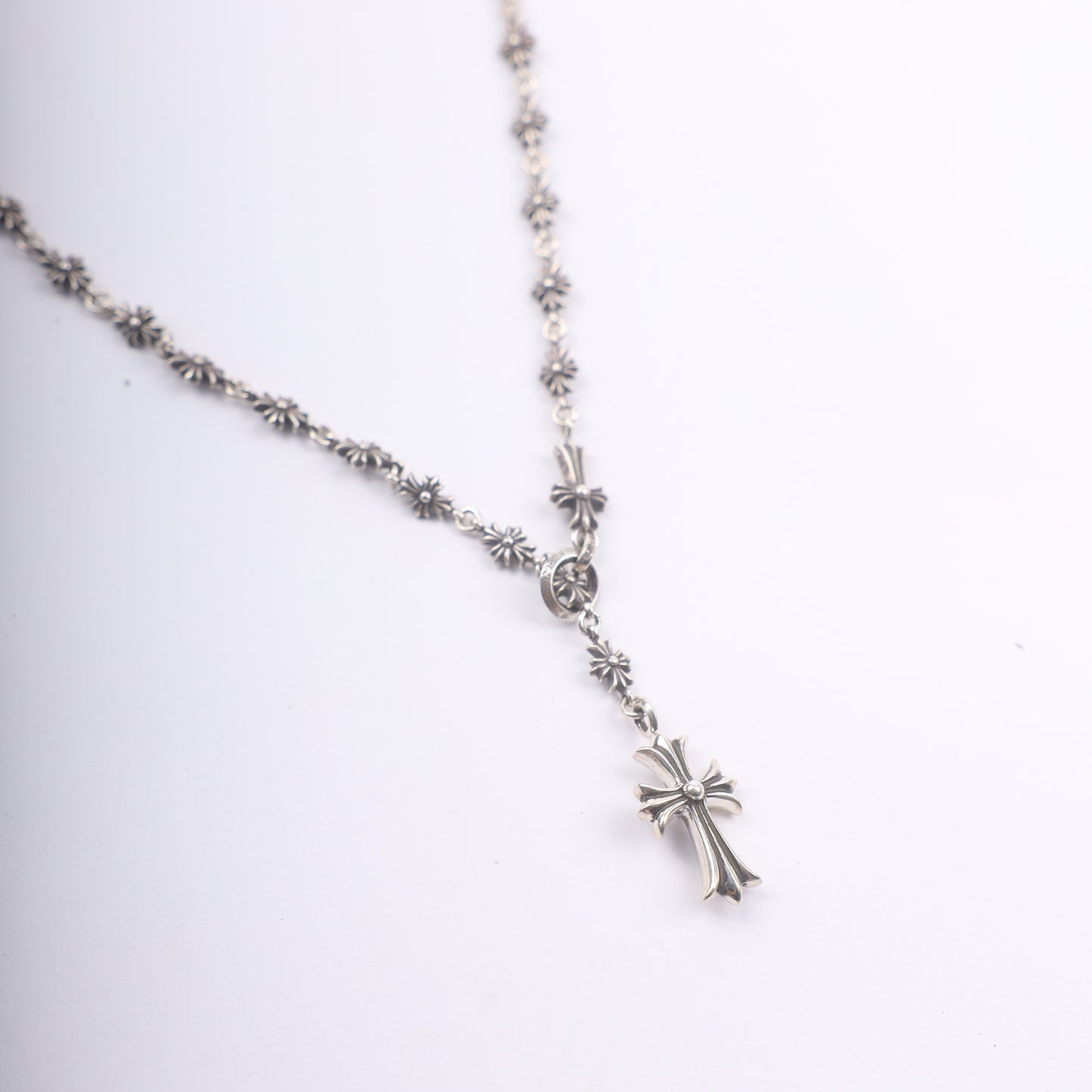 Chrome Hearts Tiny E Rosary Necklace 24 Inches