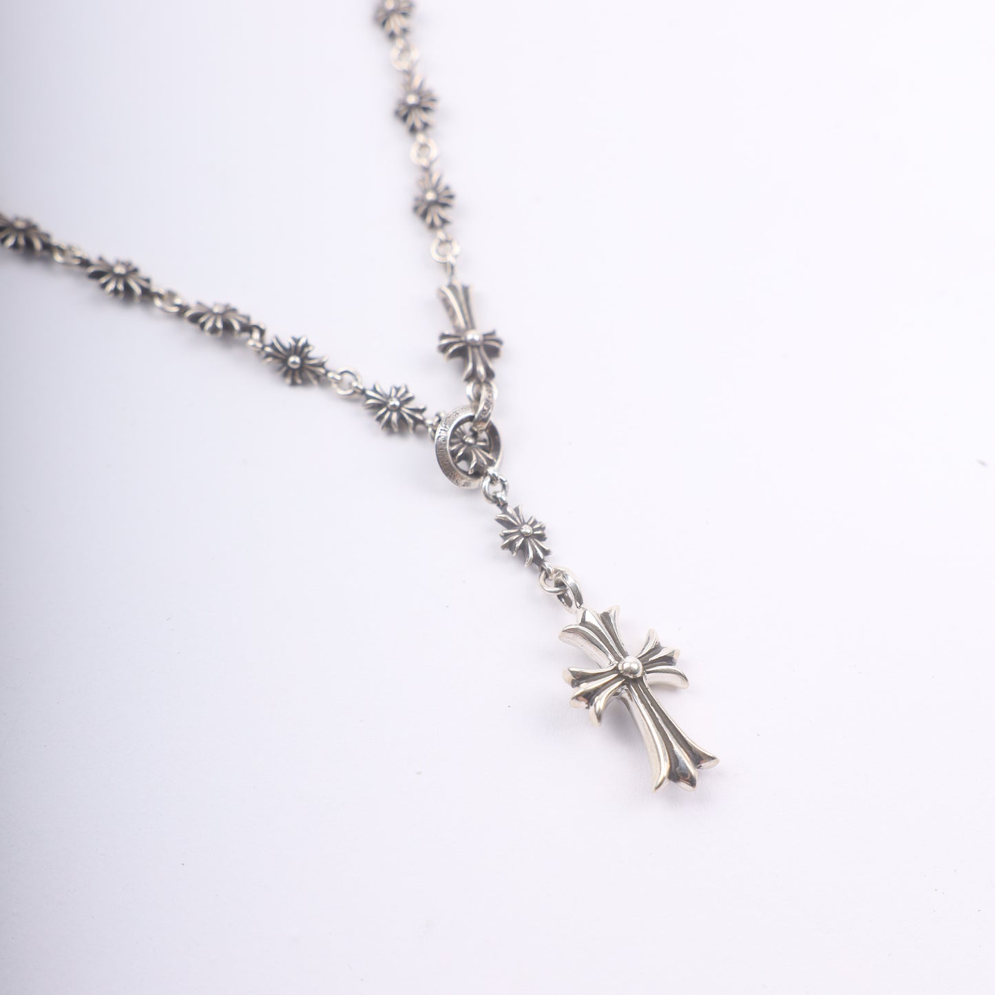 Chrome Hearts Tiny E Rosary Necklace 24 Inches