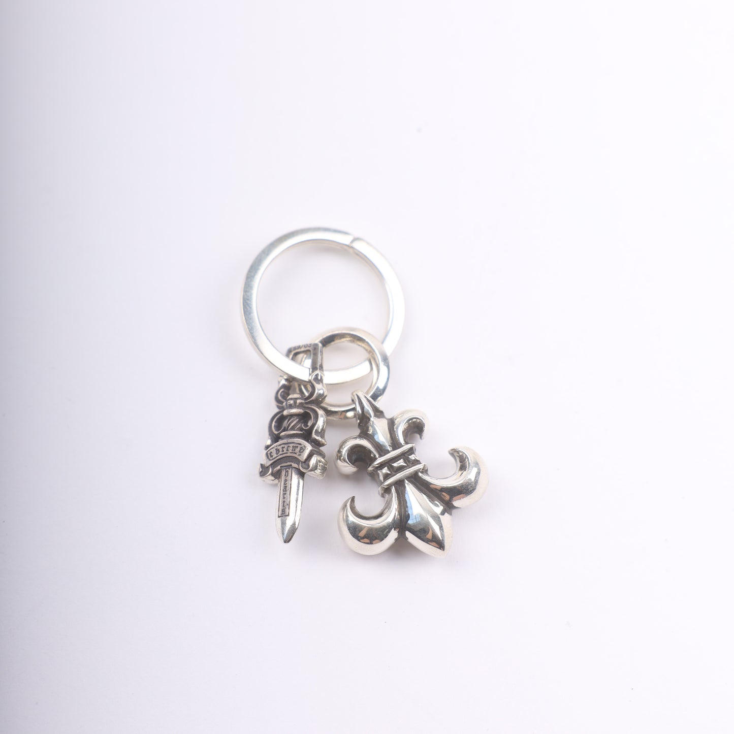 Fleur De Lis and Dagger Keychain Keyring