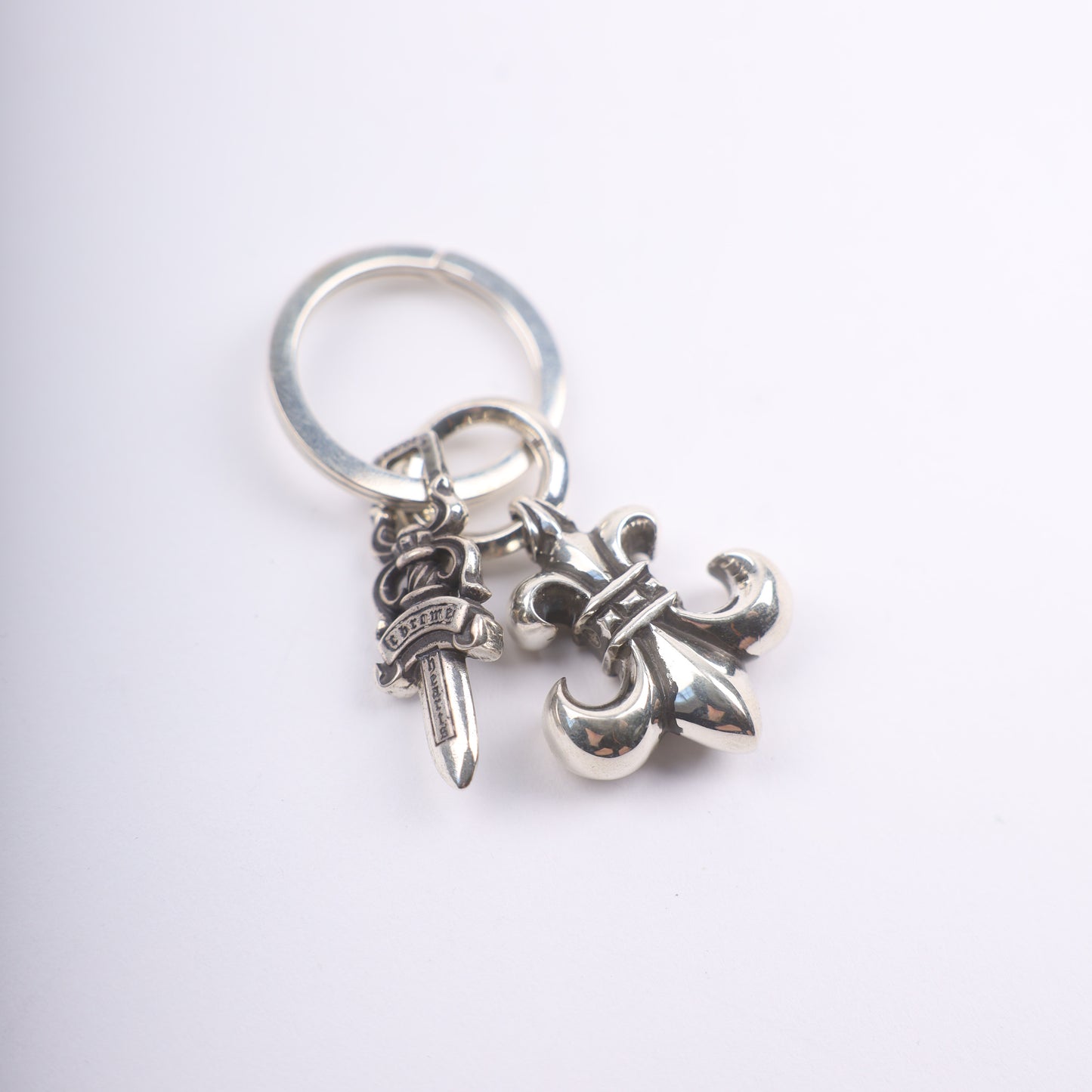 Fleur De Lis and Dagger Keychain Keyring
