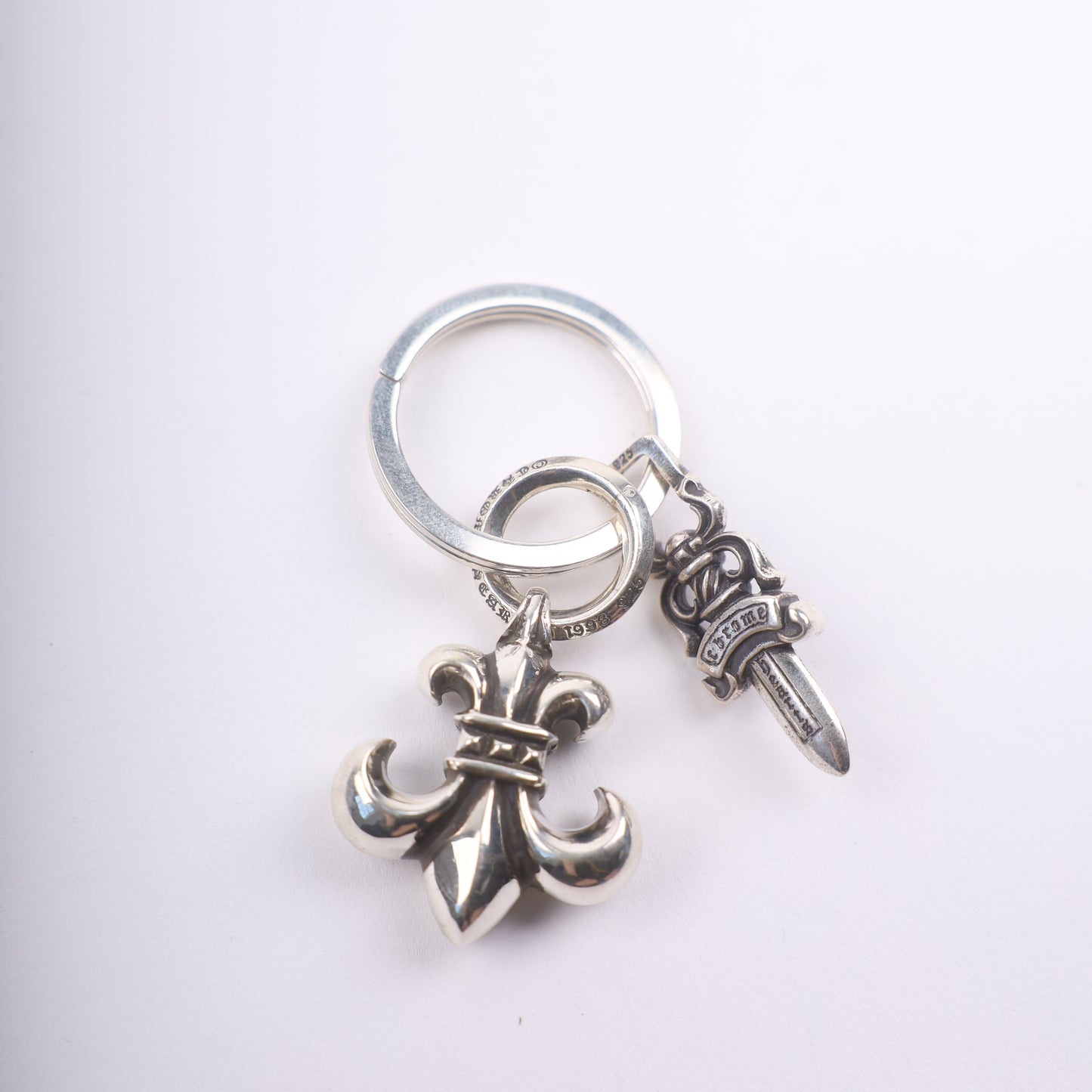 Fleur De Lis and Dagger Keychain Keyring