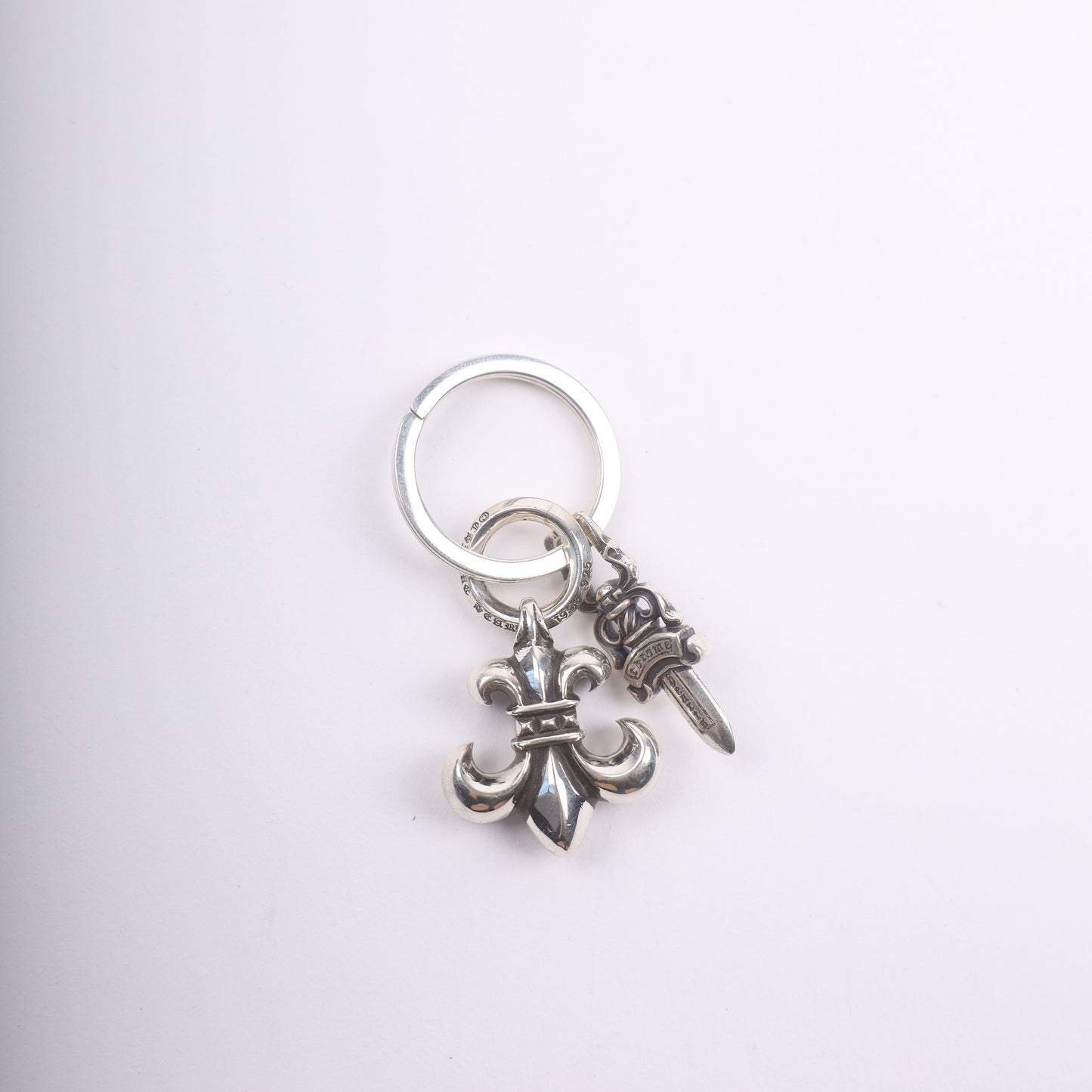 Fleur De Lis and Dagger Keychain Keyring
