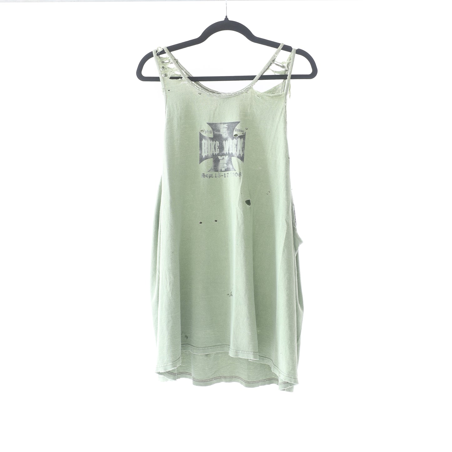 THRASHED FADED KEY WEST BIKE WEEK SAGE GREEN TANK TOP