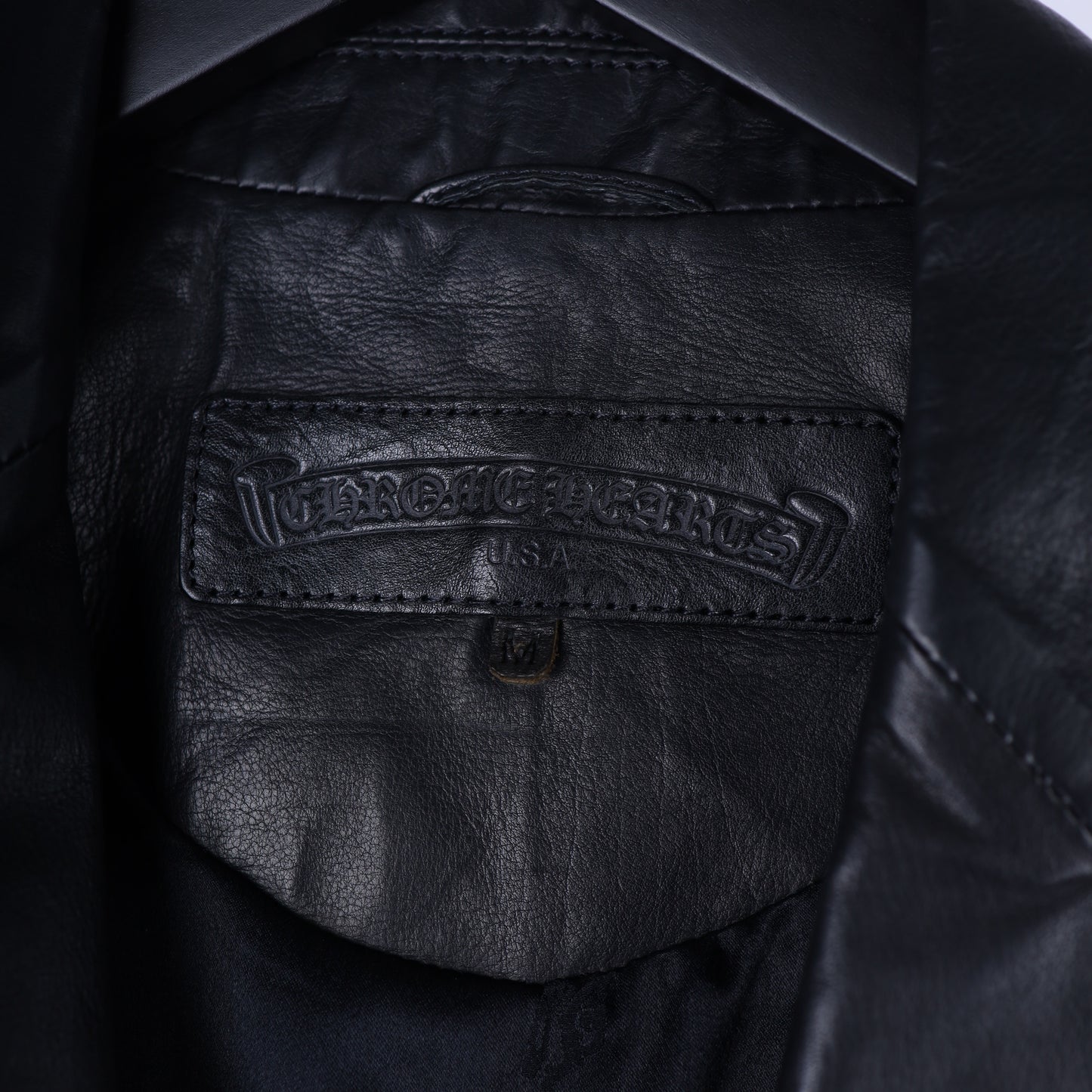 CHROME HEARTS VINTAGE LEATHER FLEUR ELBOW WOMENS BLAZER