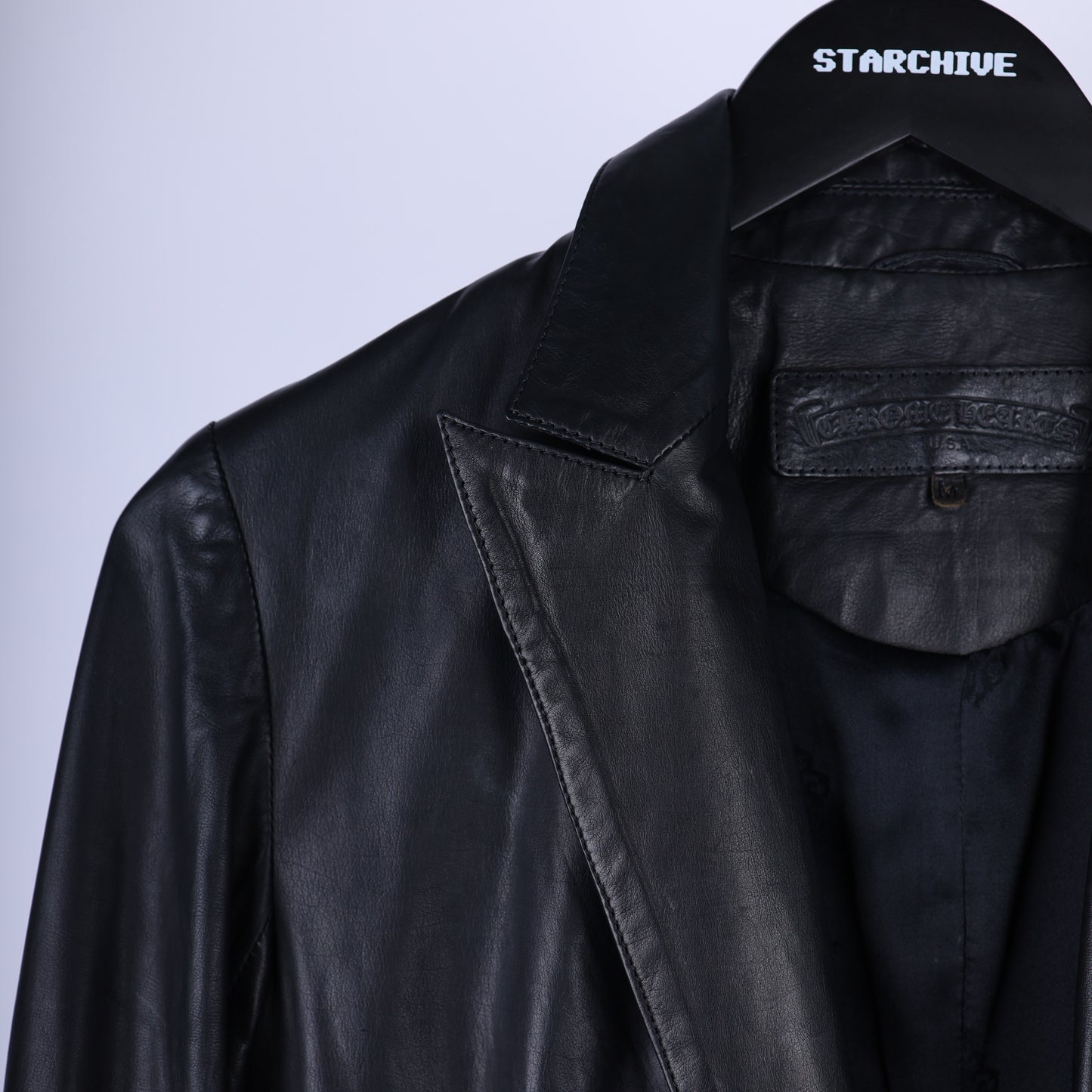 CHROME HEARTS VINTAGE LEATHER FLEUR ELBOW WOMENS BLAZER