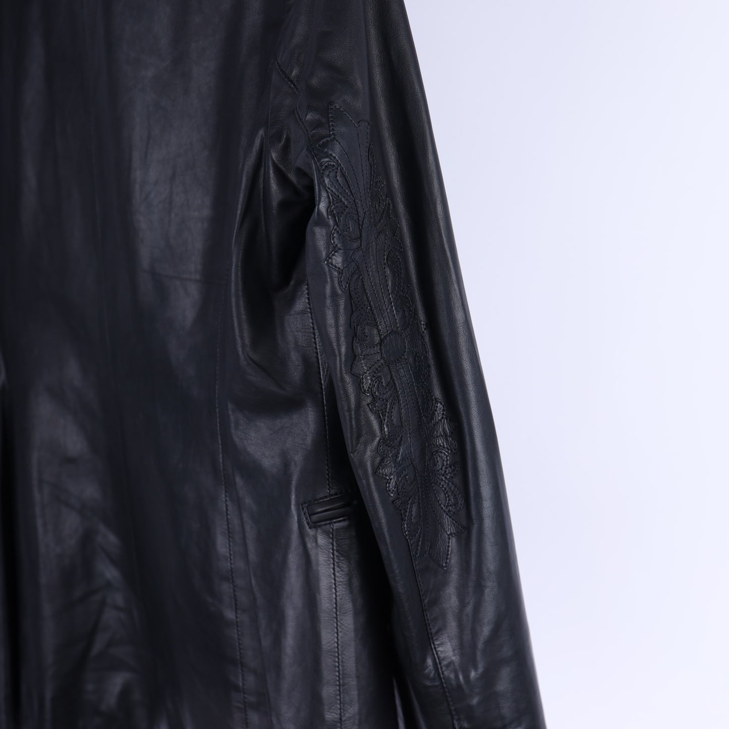 CHROME HEARTS VINTAGE LEATHER FLEUR ELBOW WOMENS BLAZER