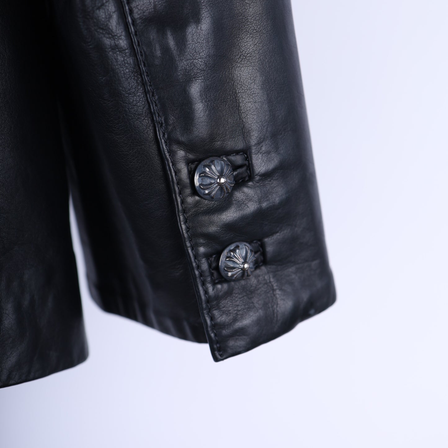 CHROME HEARTS VINTAGE LEATHER FLEUR ELBOW WOMENS BLAZER