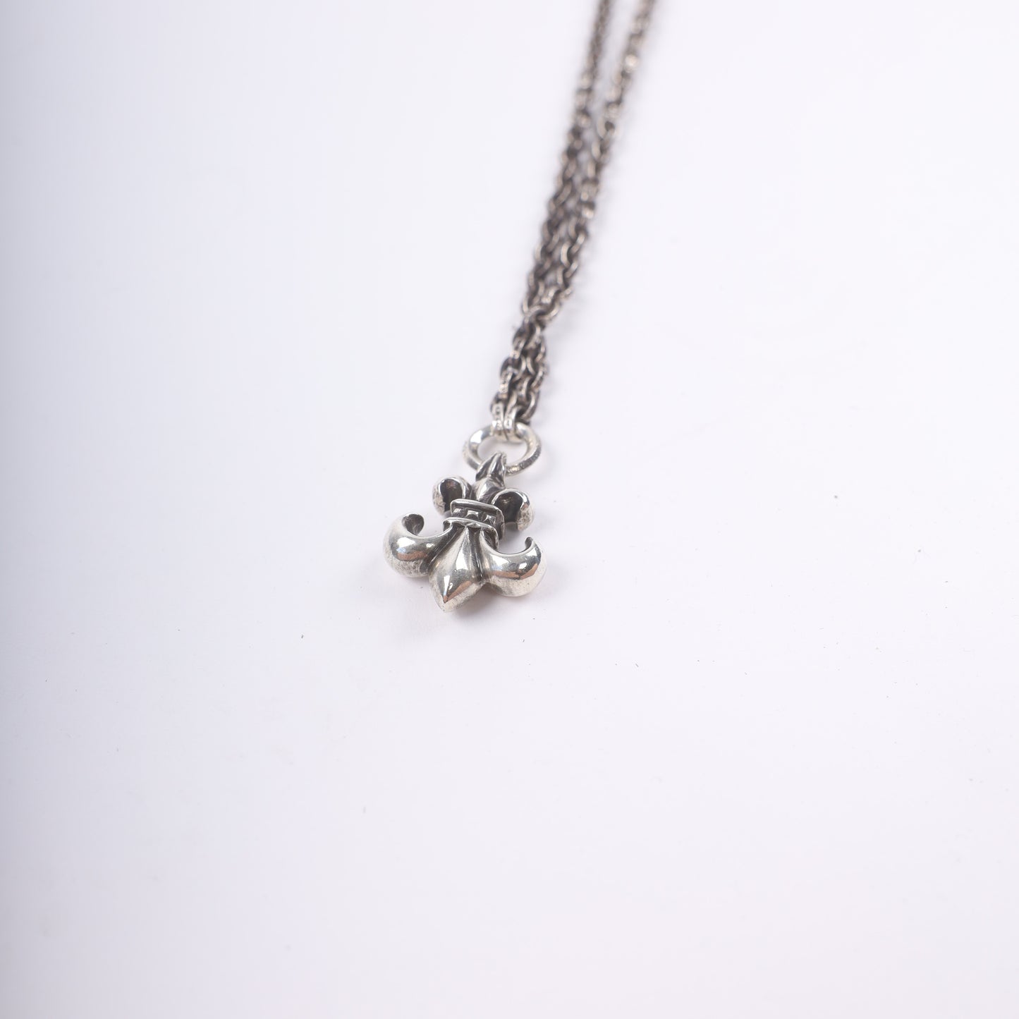 Chrome Hearts Fleur De Lis Pendant & Paper Chain 20 Inch
