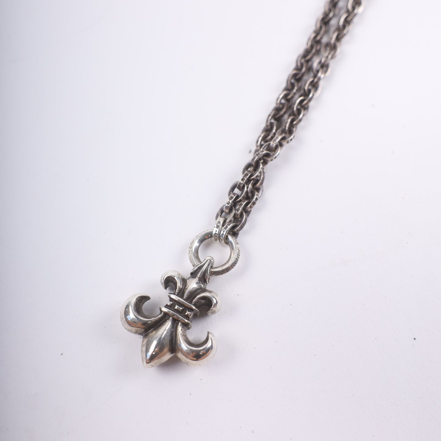 Chrome Hearts Fleur De Lis Pendant & Paper Chain 20 Inch