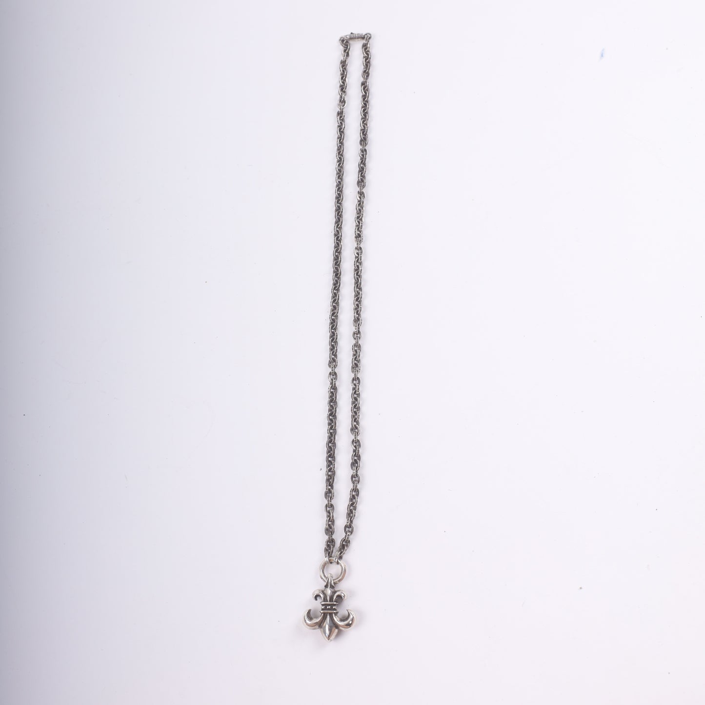 Chrome Hearts Fleur De Lis Pendant & Paper Chain 20 Inch