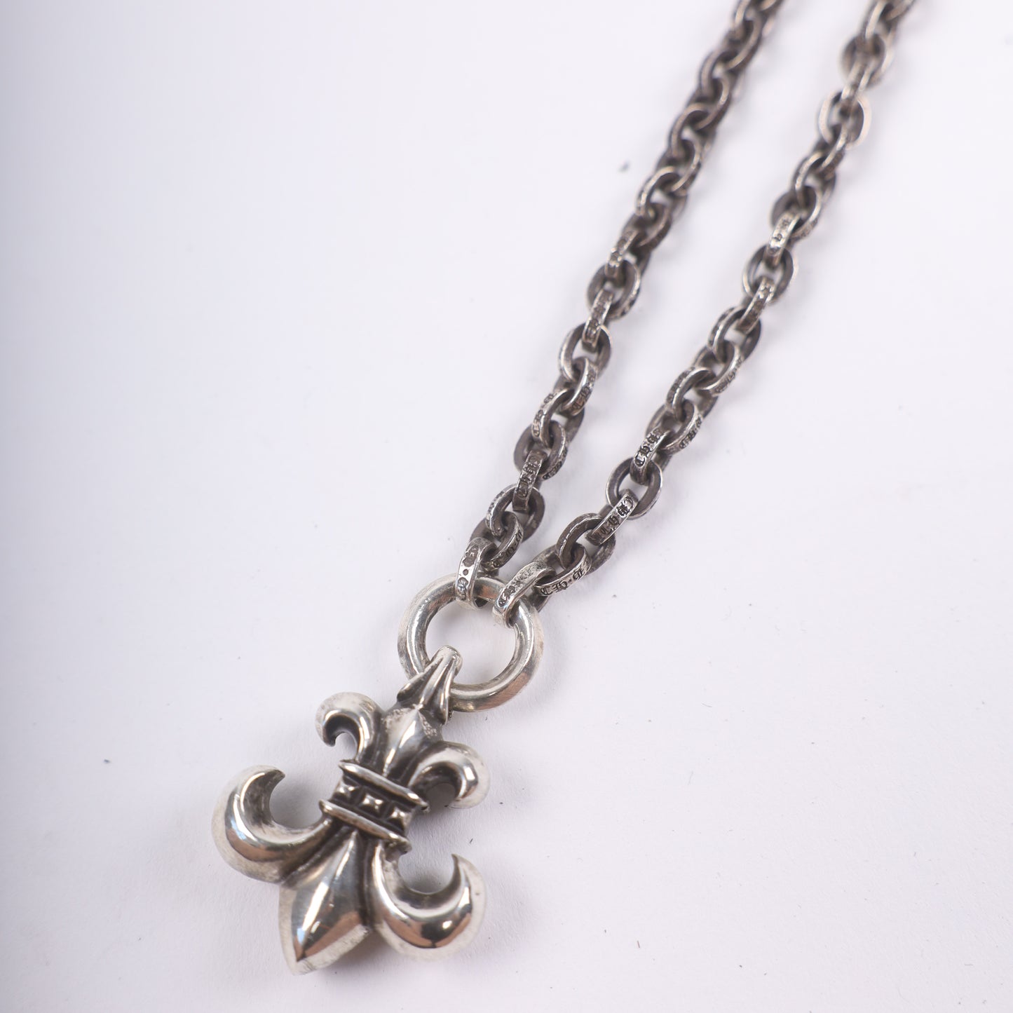 Chrome Hearts Fleur De Lis Pendant & Paper Chain 20 Inch