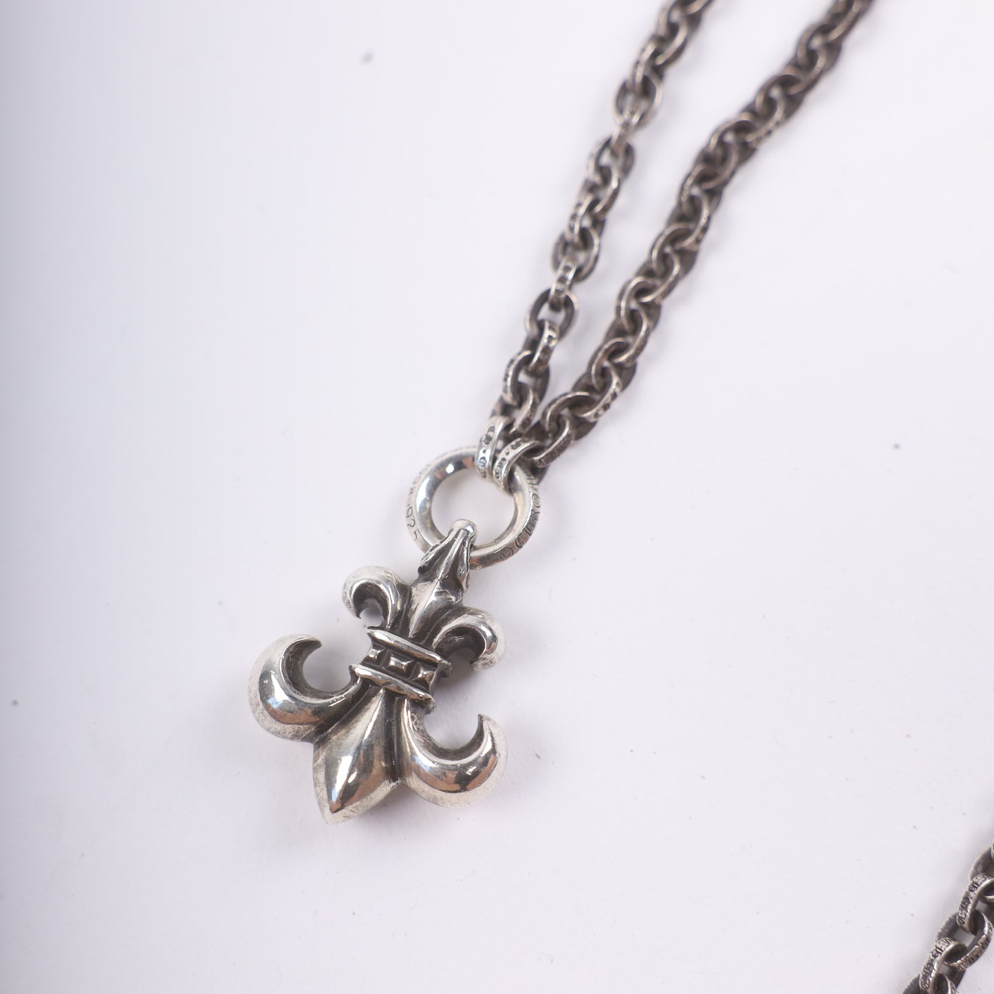 Chrome Hearts Fleur De Lis Pendant & Paper Chain 20 Inch