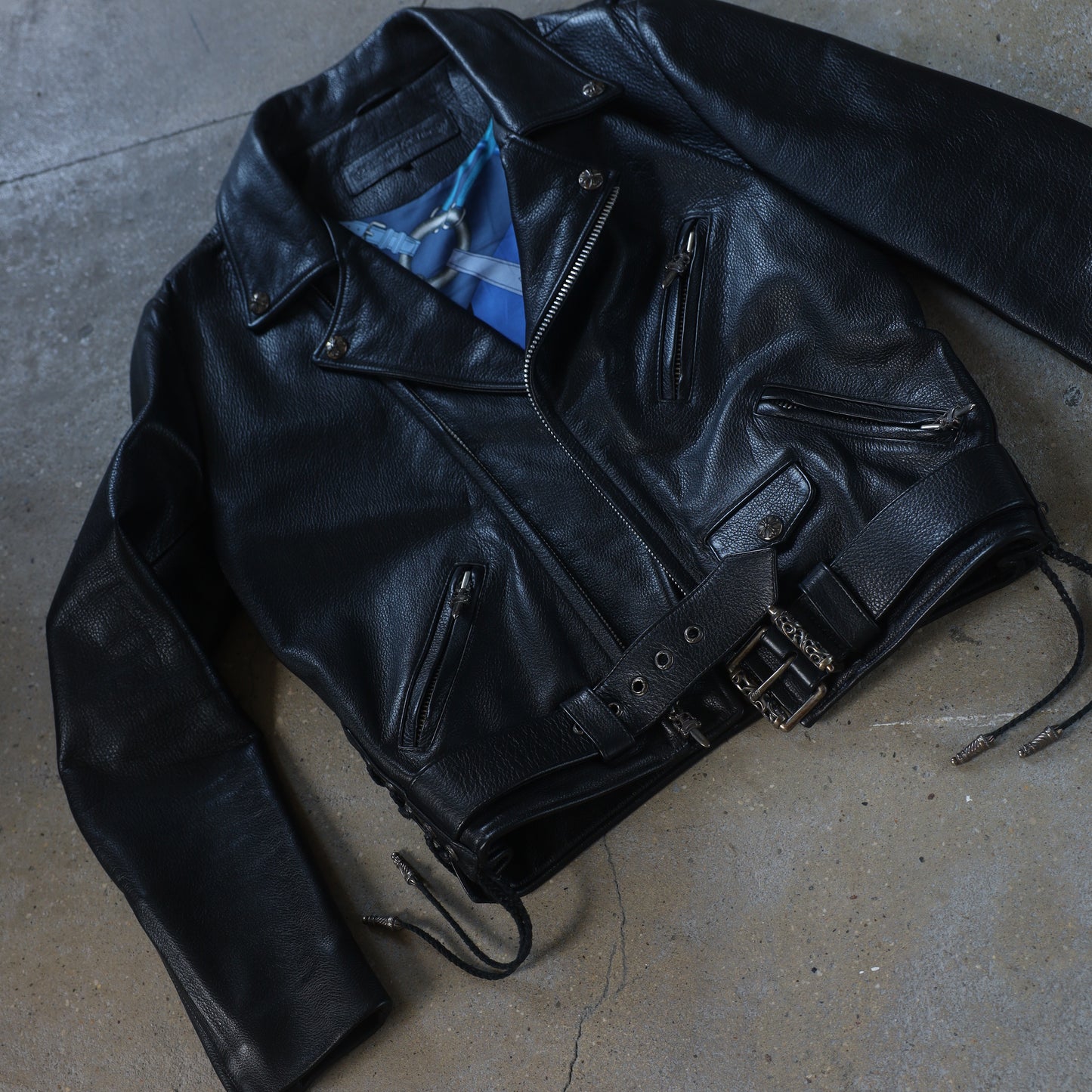 Chrome Hearts JJ Dean Hermes Scarf Lined Leather Jacket