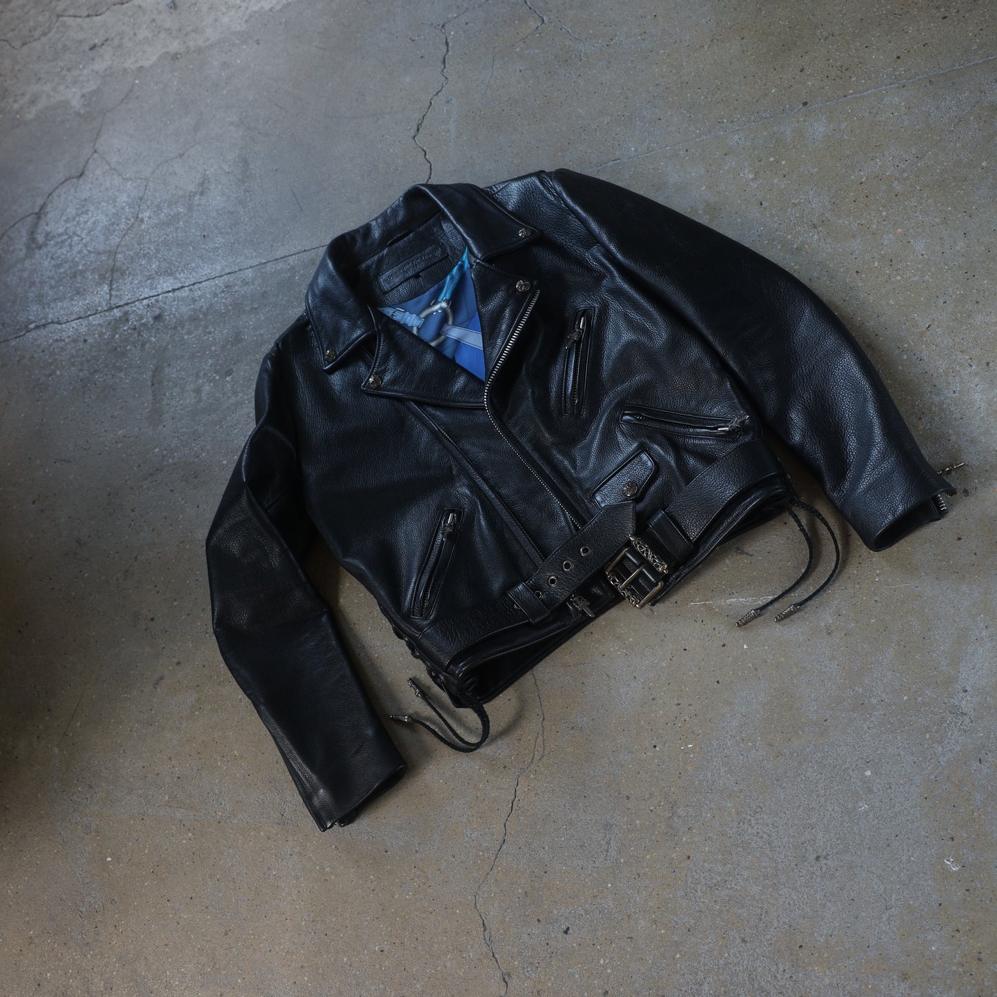 Chrome Hearts JJ Dean Hermes Scarf Lined Leather Jacket
