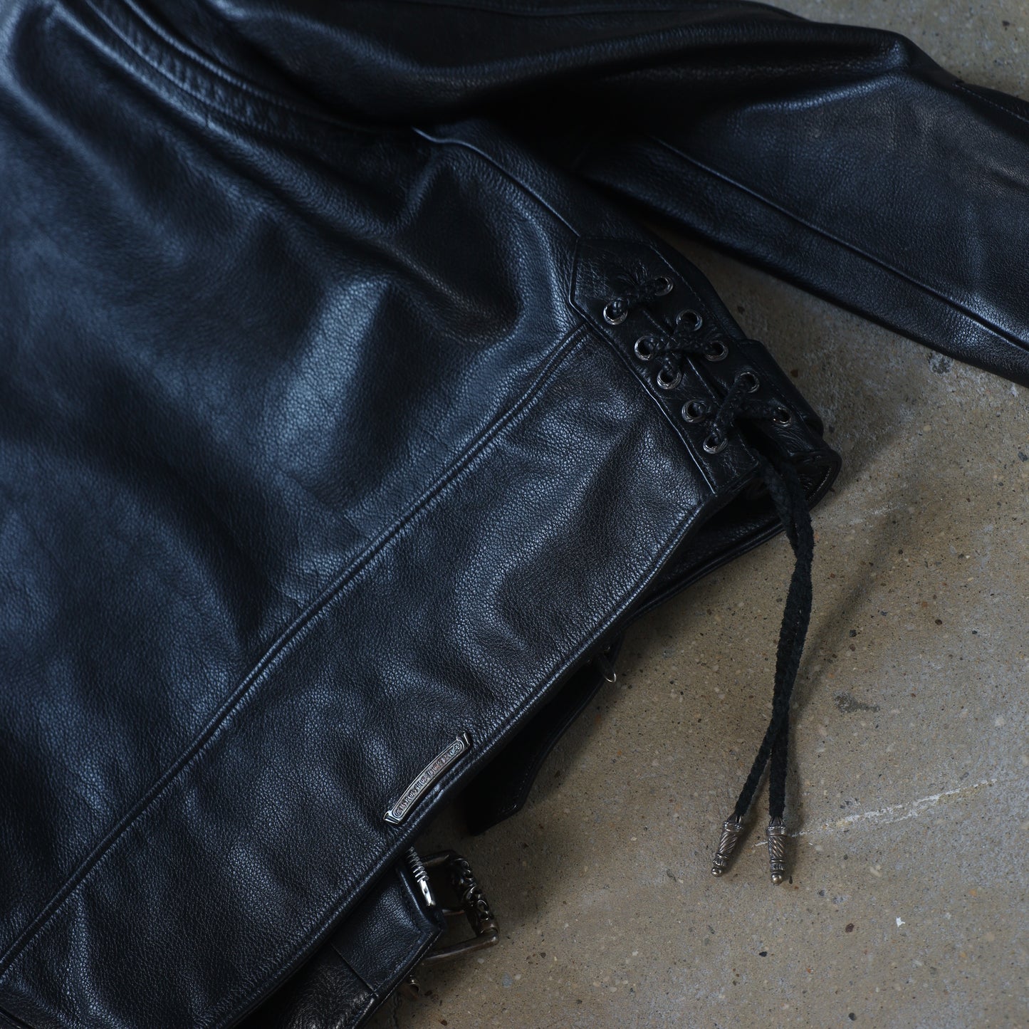 Chrome Hearts JJ Dean Hermes Scarf Lined Leather Jacket