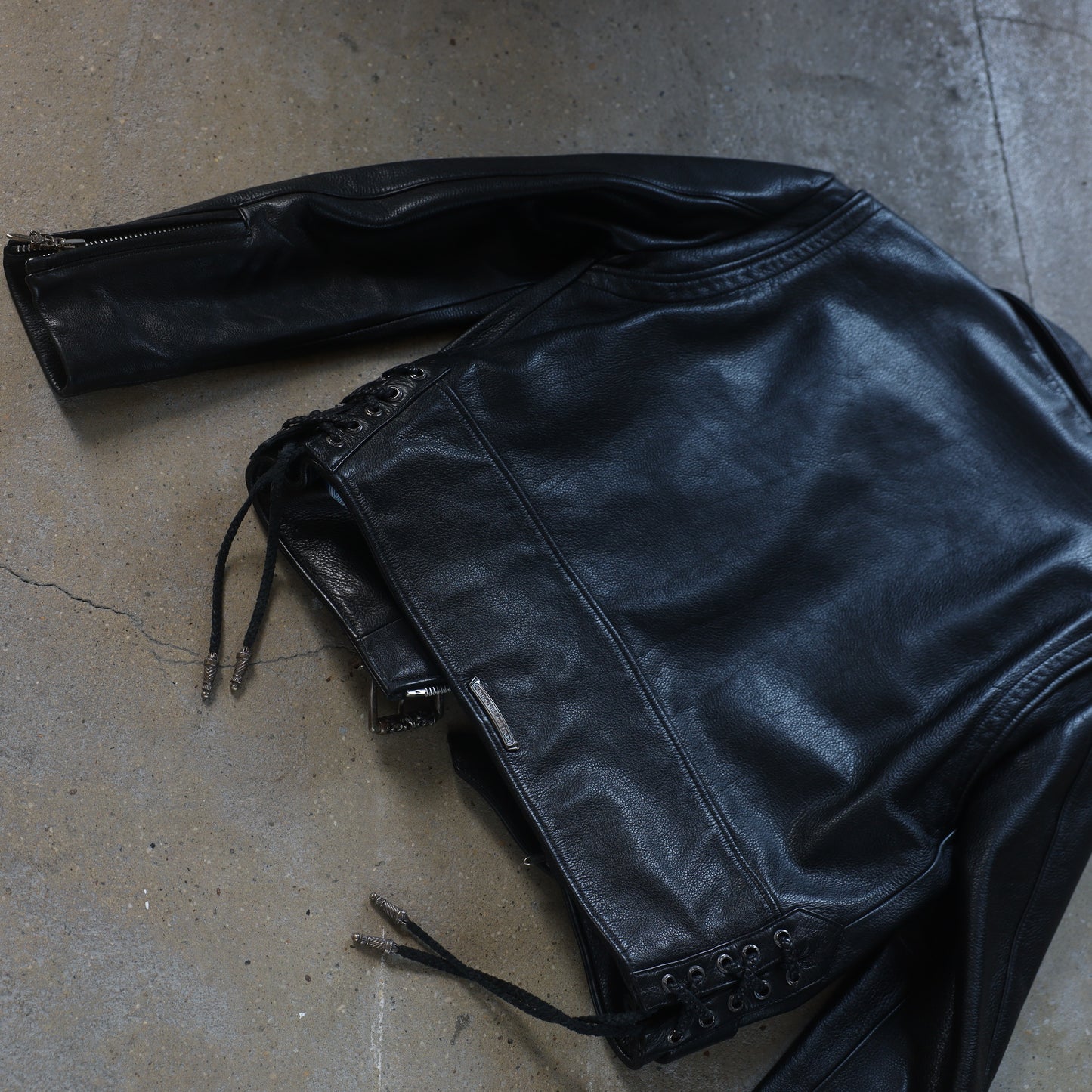 Chrome Hearts JJ Dean Hermes Scarf Lined Leather Jacket