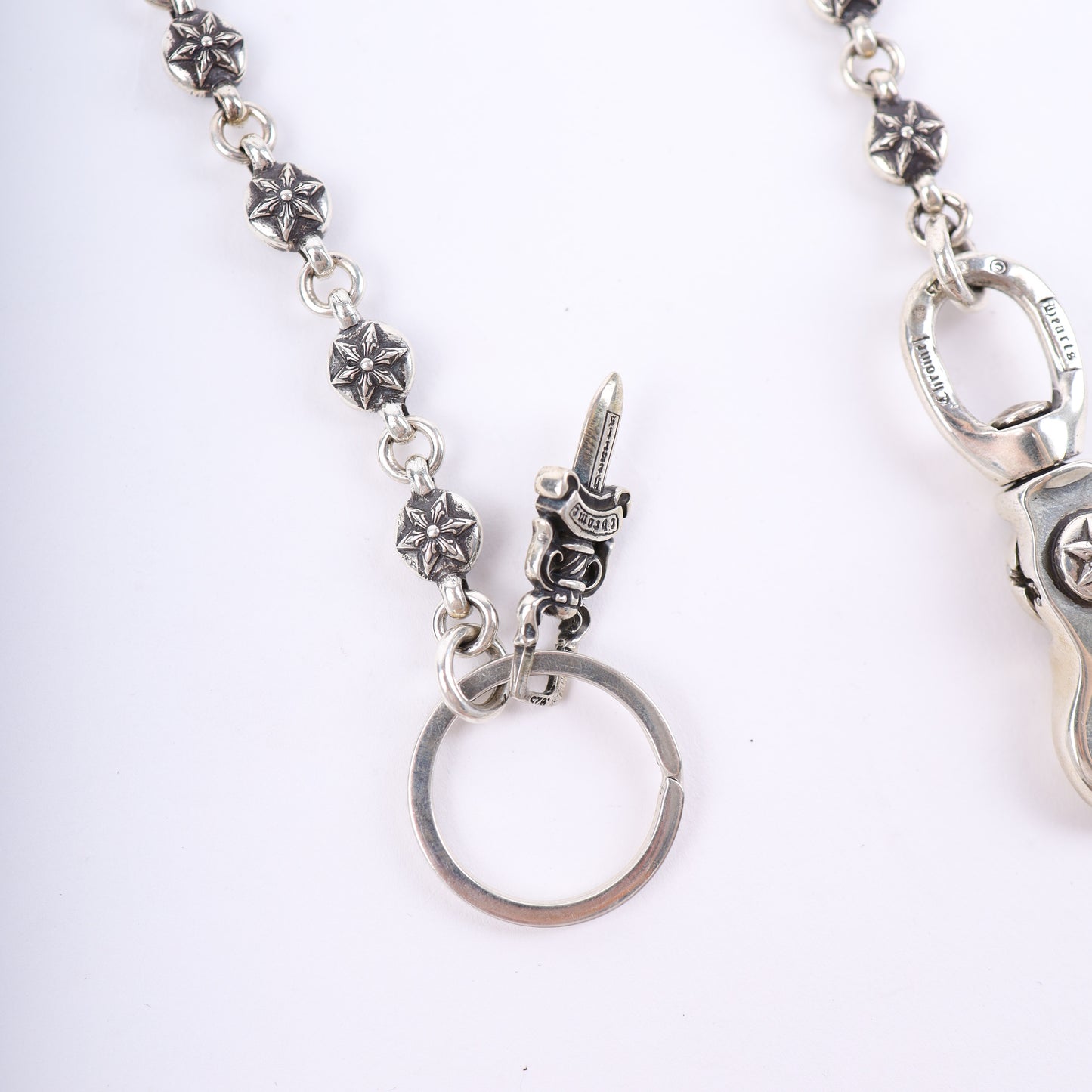 CHROME HEARTS STAR WALLET CHAIN WITH KEYRING 26 LINK
