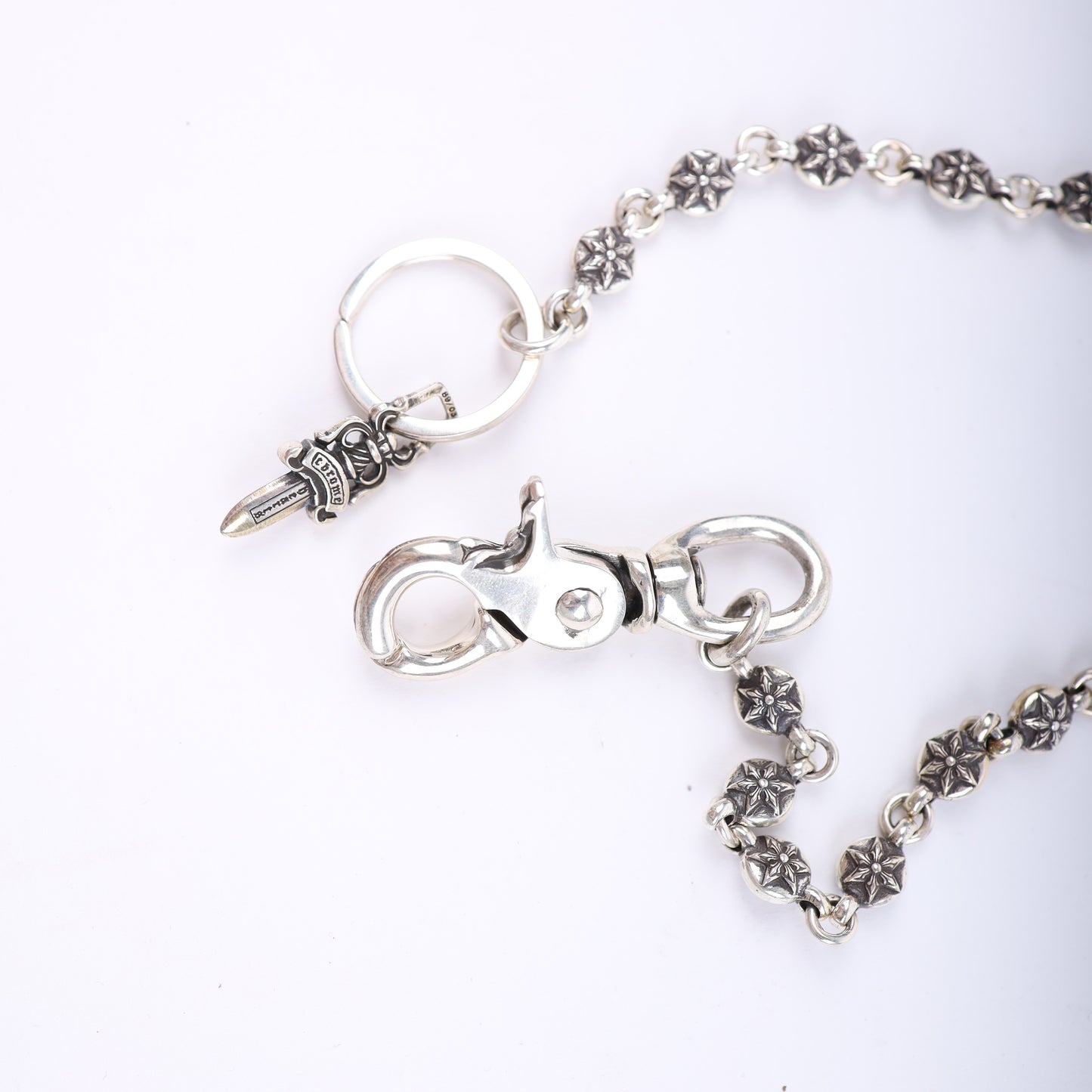 CHROME HEARTS STAR WALLET CHAIN WITH KEYRING 26 LINK