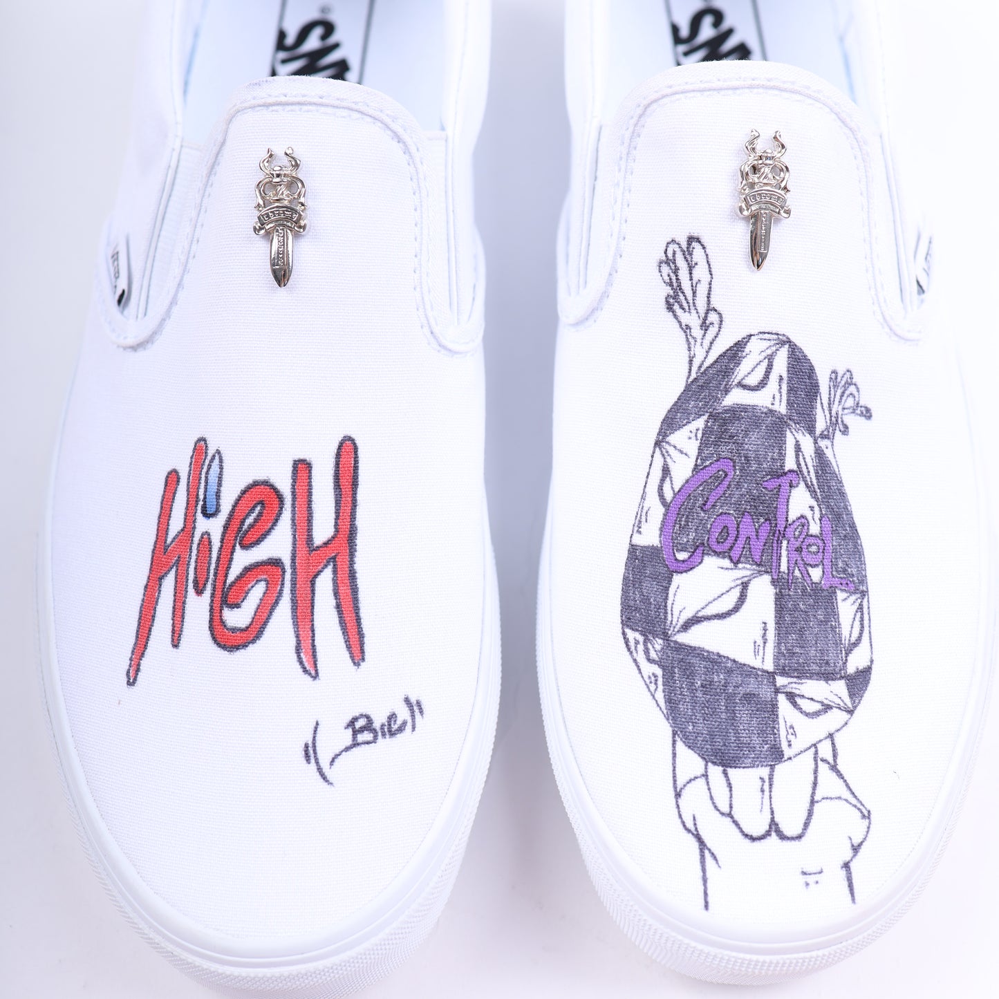 CHROME HEARTS X MATTY BOY HAND PAINTED VANS SLIP ONS