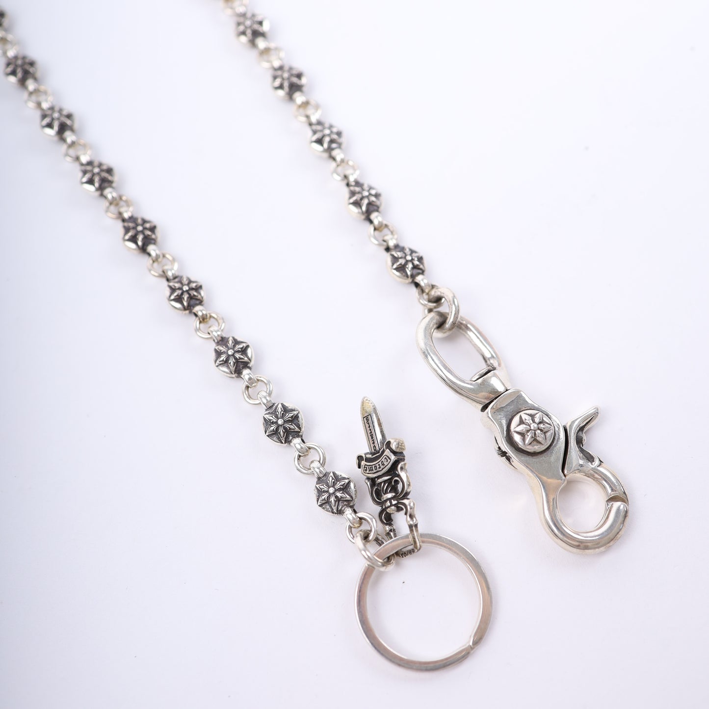 CHROME HEARTS STAR WALLET CHAIN WITH KEYRING 26 LINK