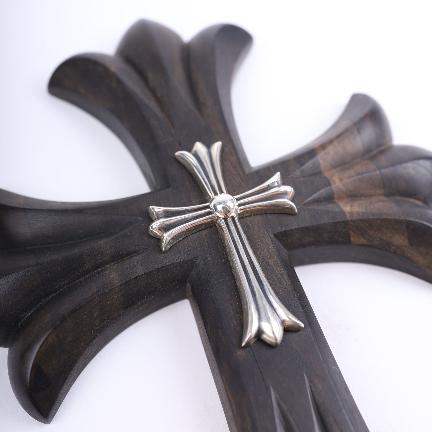 CHROME HEARTS EBONY CROSS WITH SILVER HARDWARE