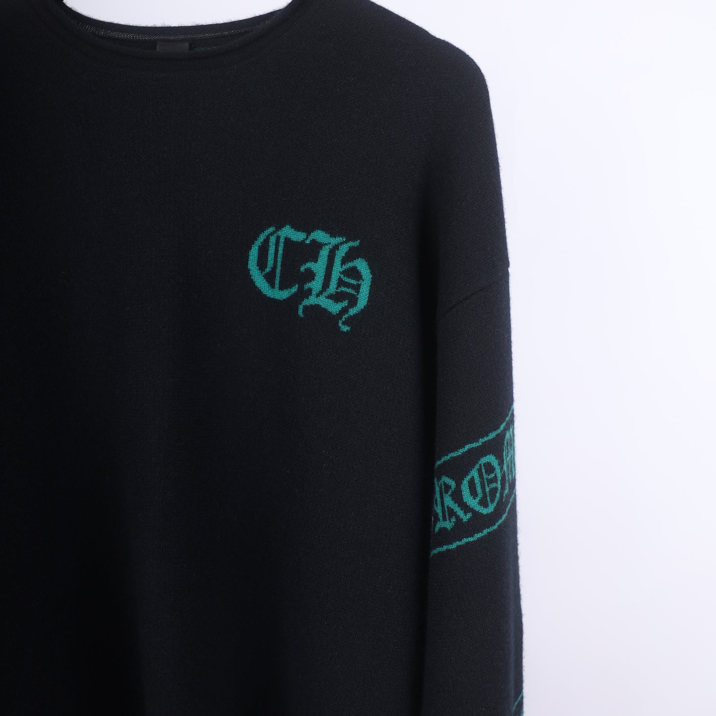 CHROME HEARTS GREEN CASHMERE SWEATER SIZE FREE/XL