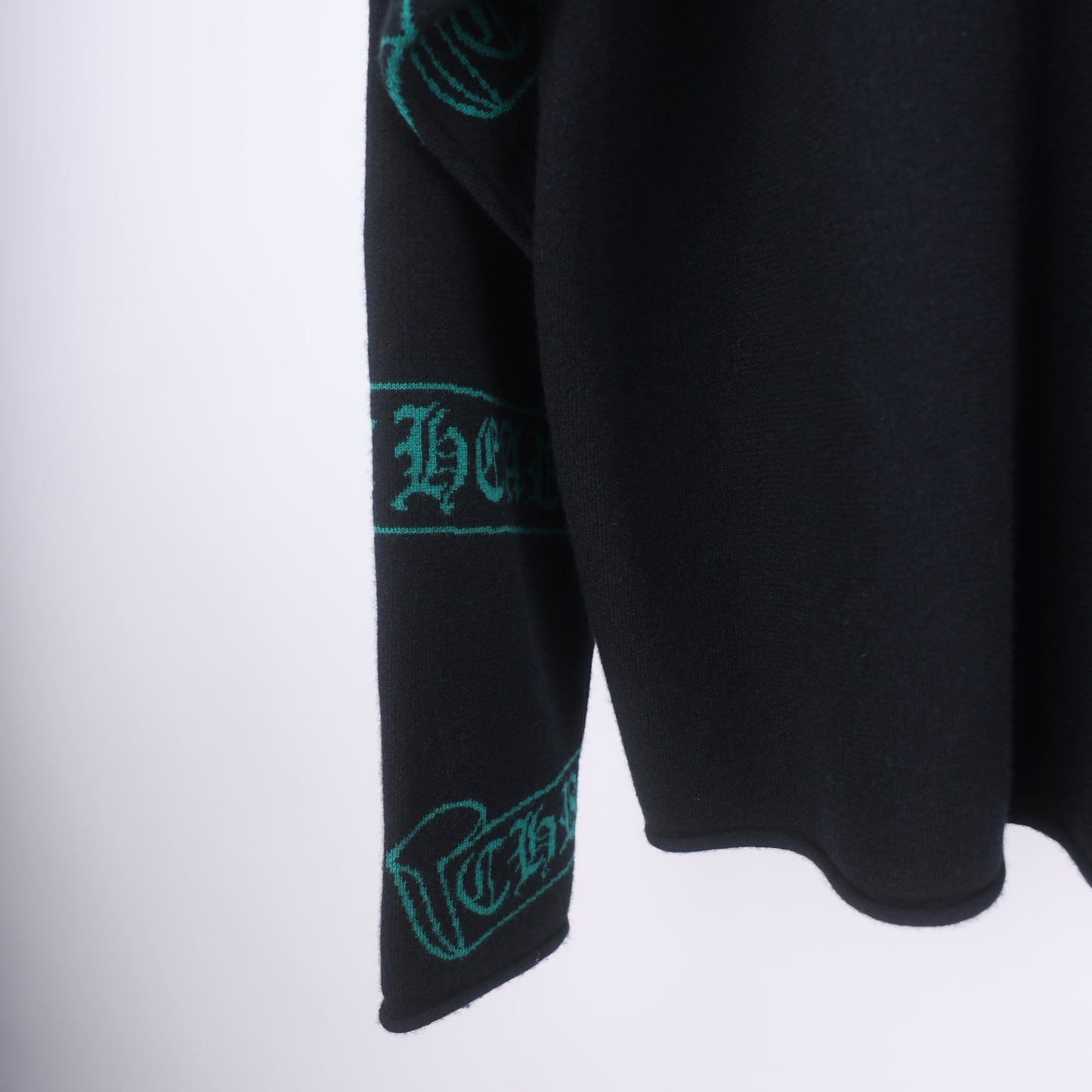 CHROME HEARTS GREEN CASHMERE SWEATER SIZE FREE/XL